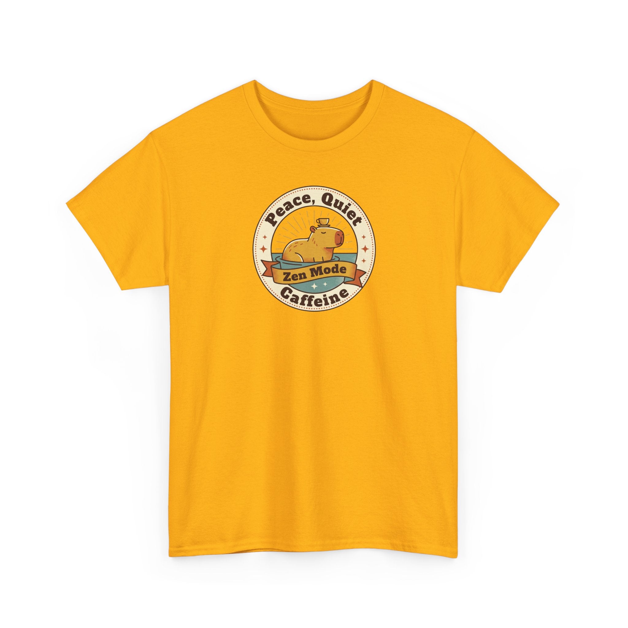 Peace Quiet Caffeine T-Shirt | Funny Zen Mode Capybara Graphic Tee