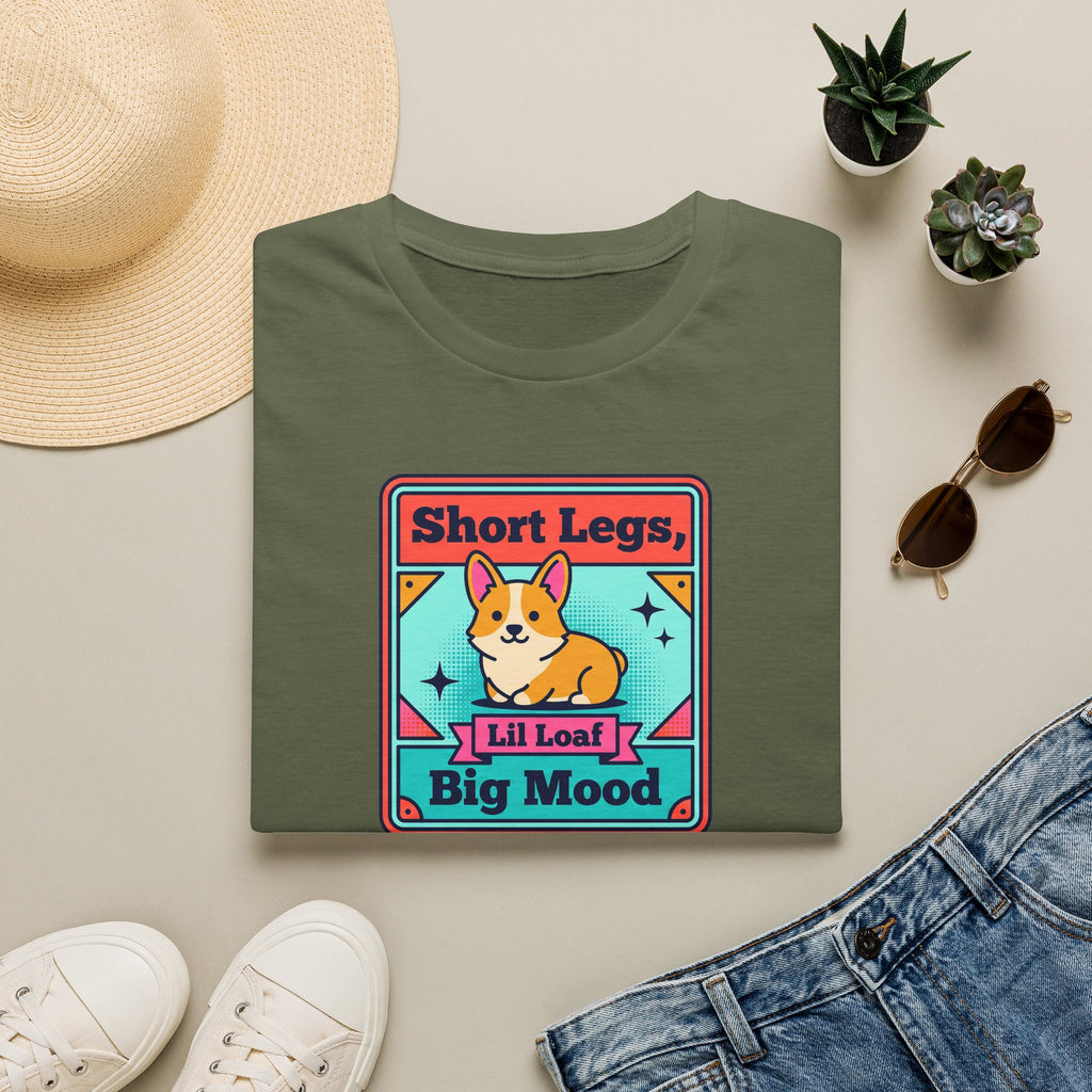 Funny Corgi T-Shirt | Short Legs Big Mood Cute Corgi Dog Graphic Tee | Corgi Lover Gift
