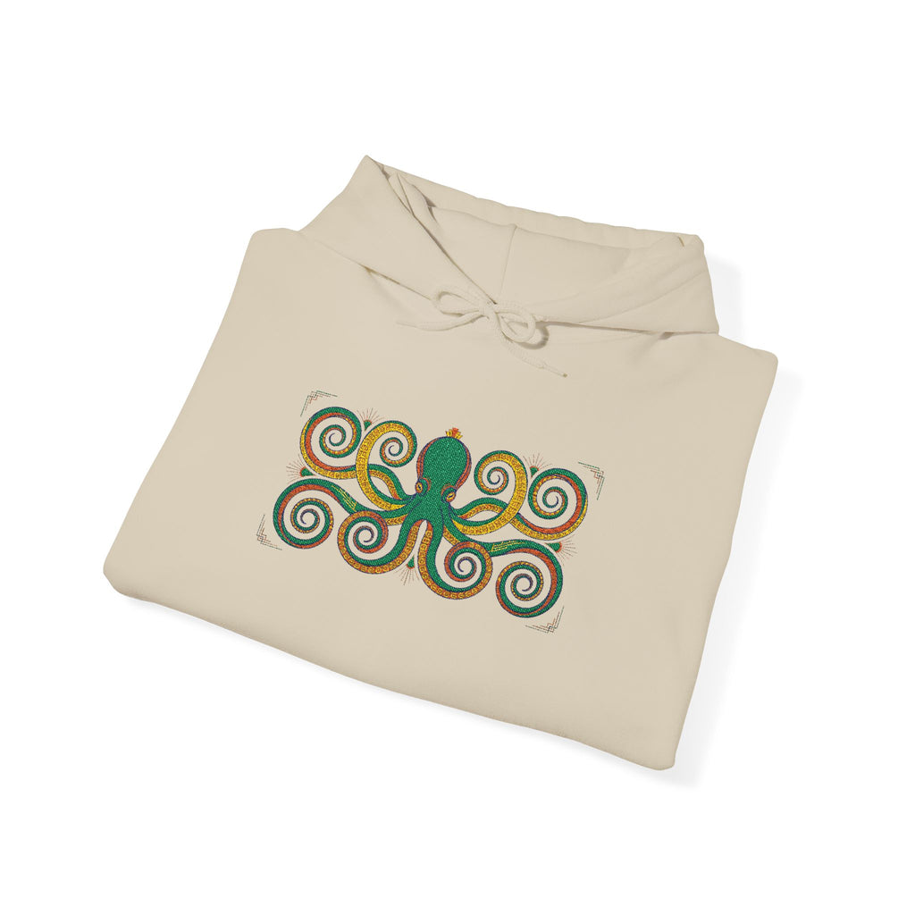 Green Octopus Spiral Art Hoodie | Nautical Sea Creature Sweatshirt, Unisex Ocean Art Gift Pullover