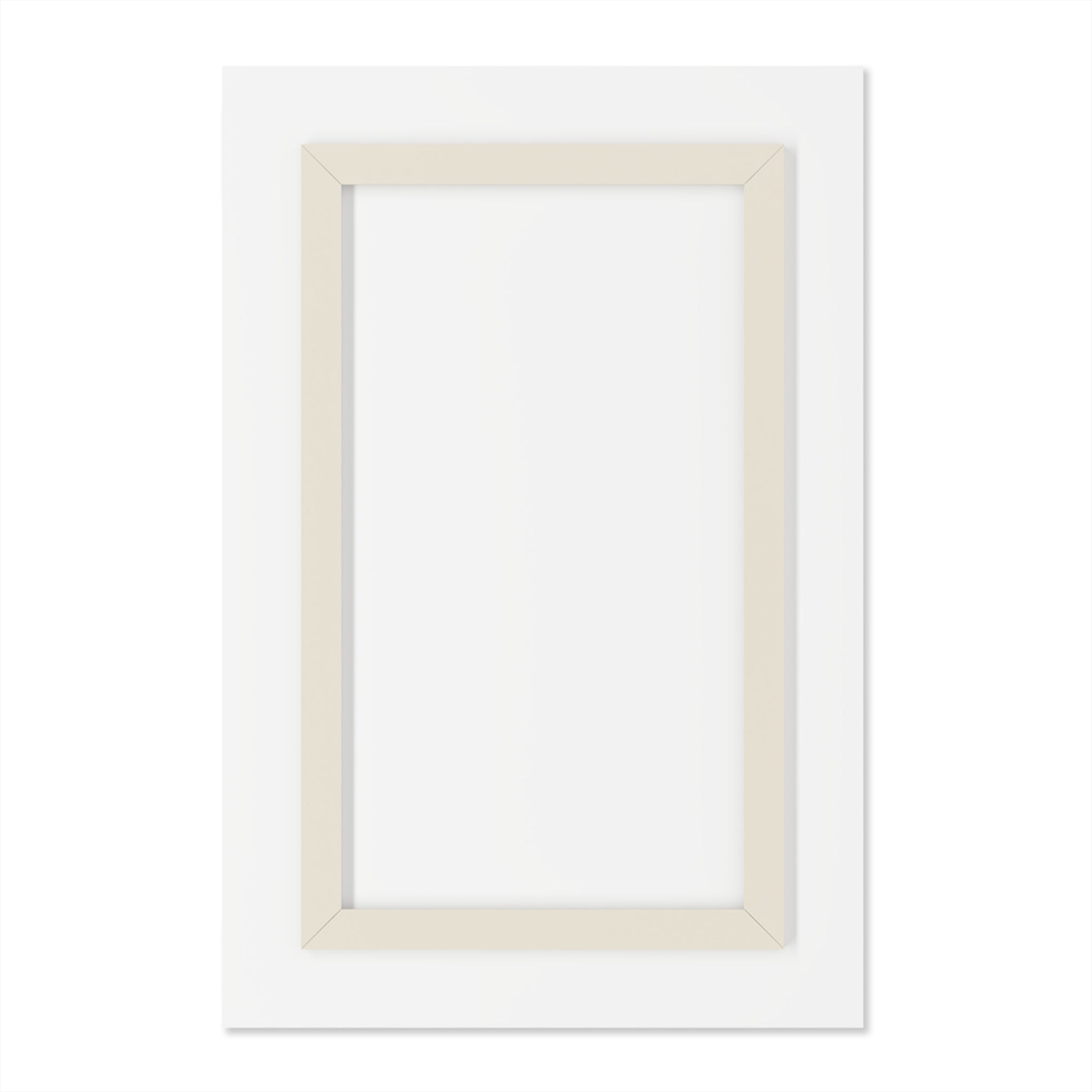 Acrylic print backing with beige border and blank artwork window