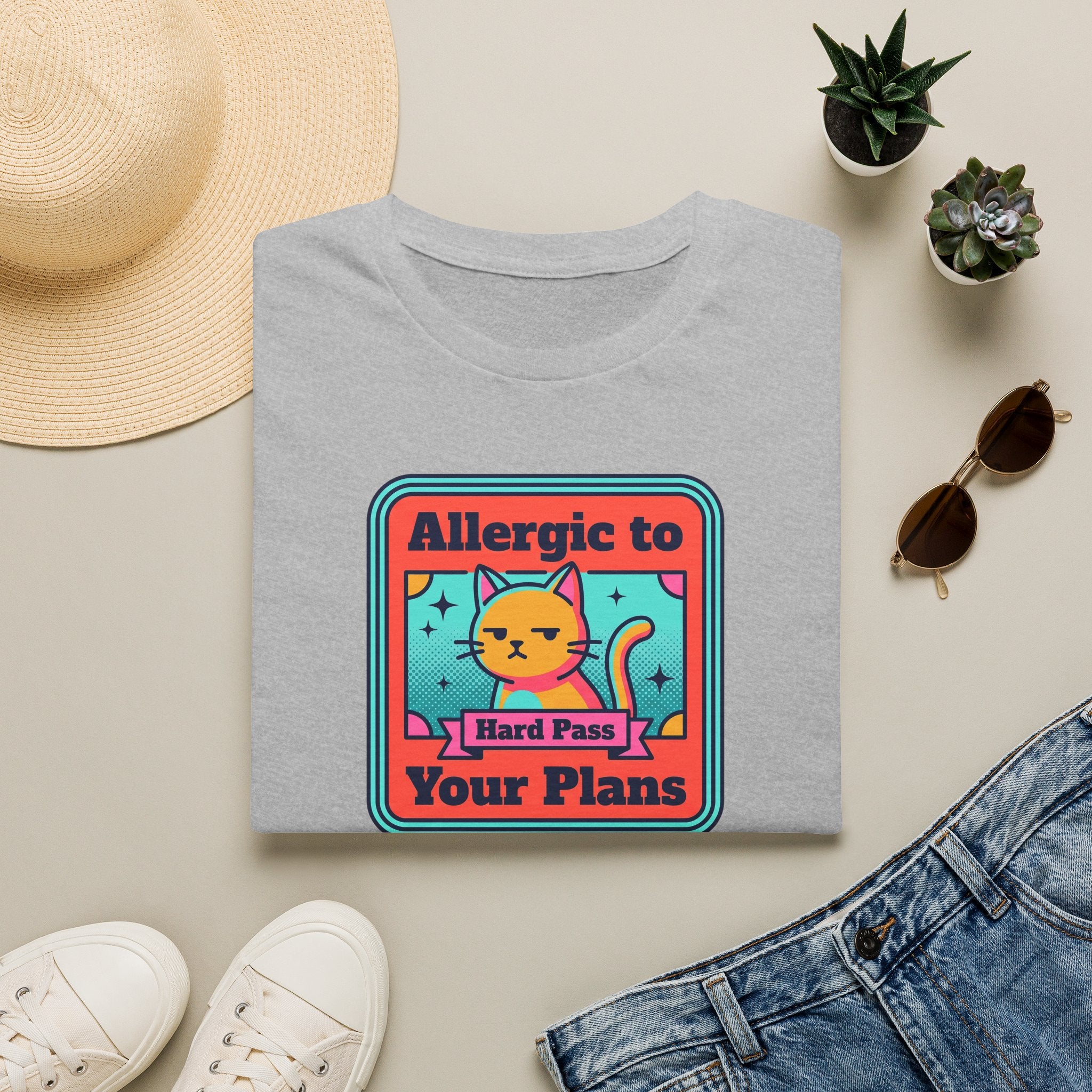 Allergic to Your Plans Cat T-Shirt | Funny Antisocial Introvert Cat Lover Graphic Tee