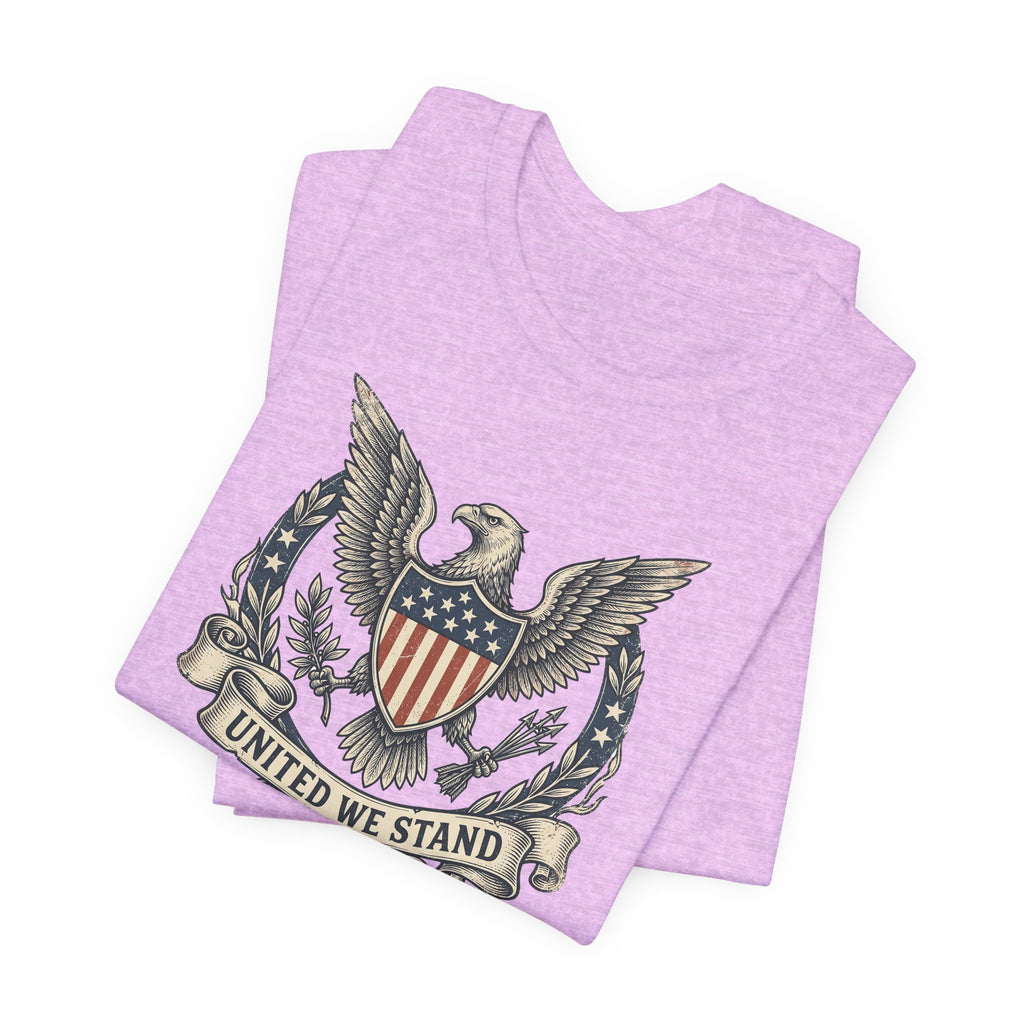 American Eagle Shield United We Stand T-Shirt | Patriotic USA Flag Crest Graphic Tee