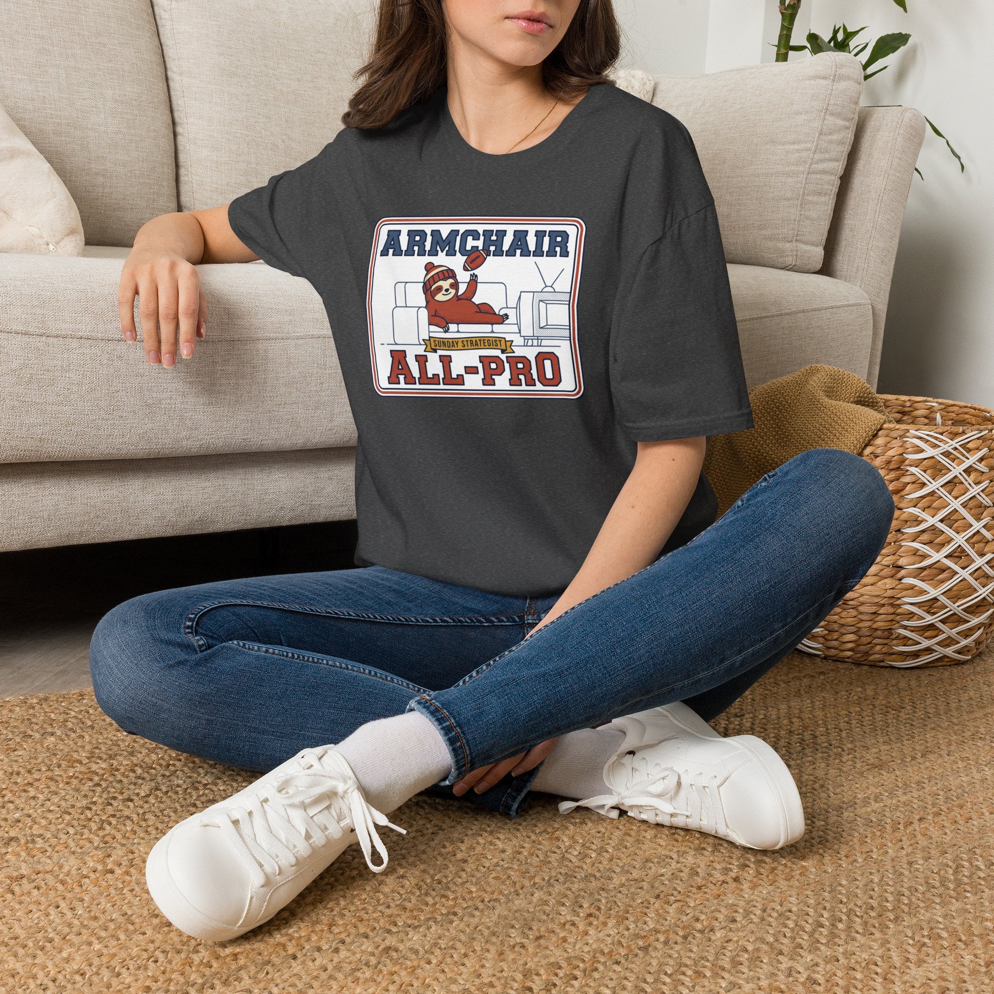 Funny Sloth Football T-Shirt | Lazy Game Day Couch Fan Tee