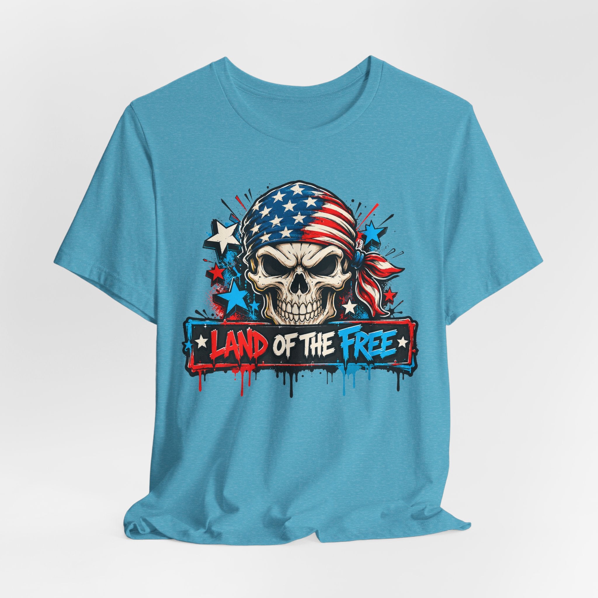 Land of the Free Skull T-Shirt | 4th of July American Flag Patriotic Graphic Tee