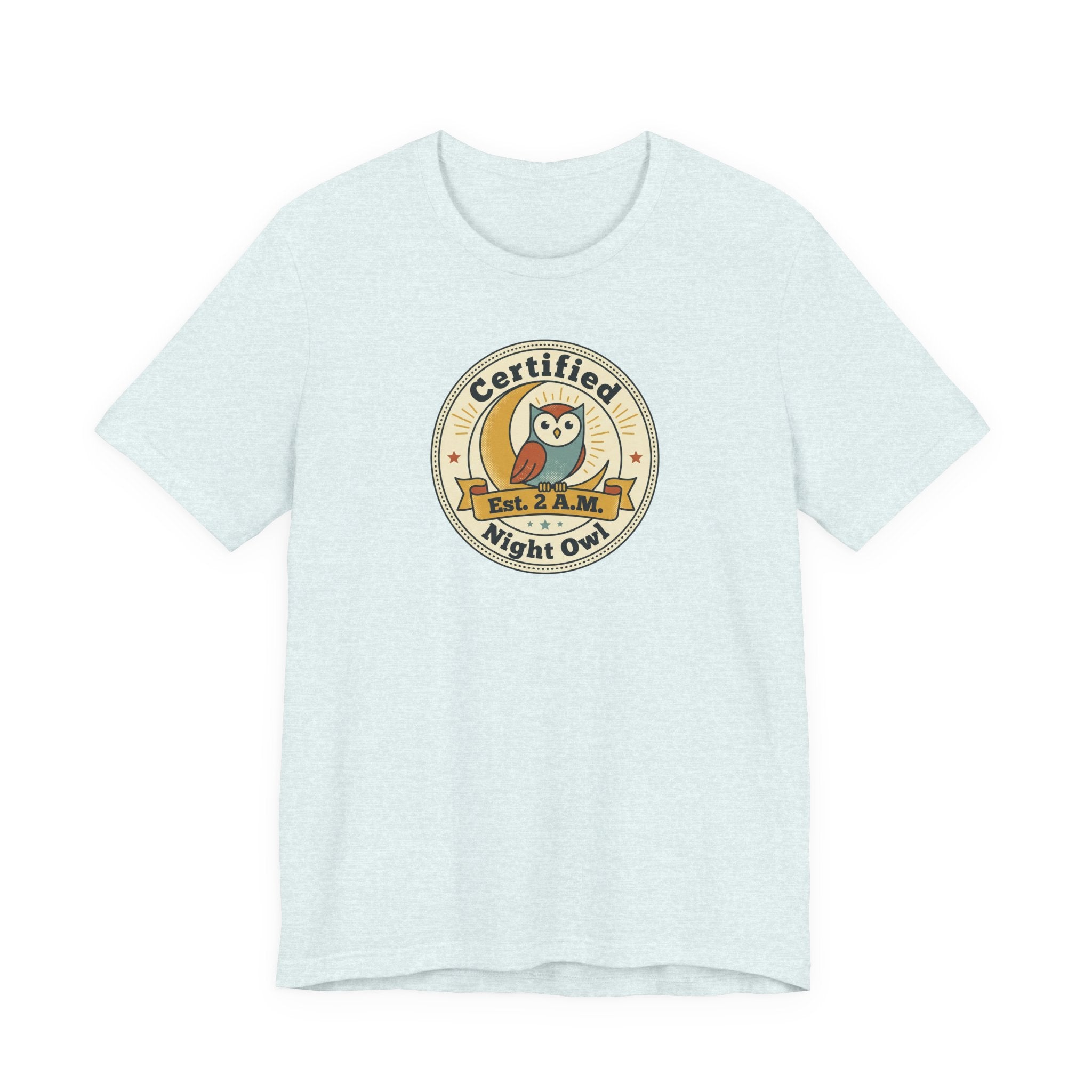 Certified Night Owl owl badge T-Shirt | 2 AM est. graphic tee