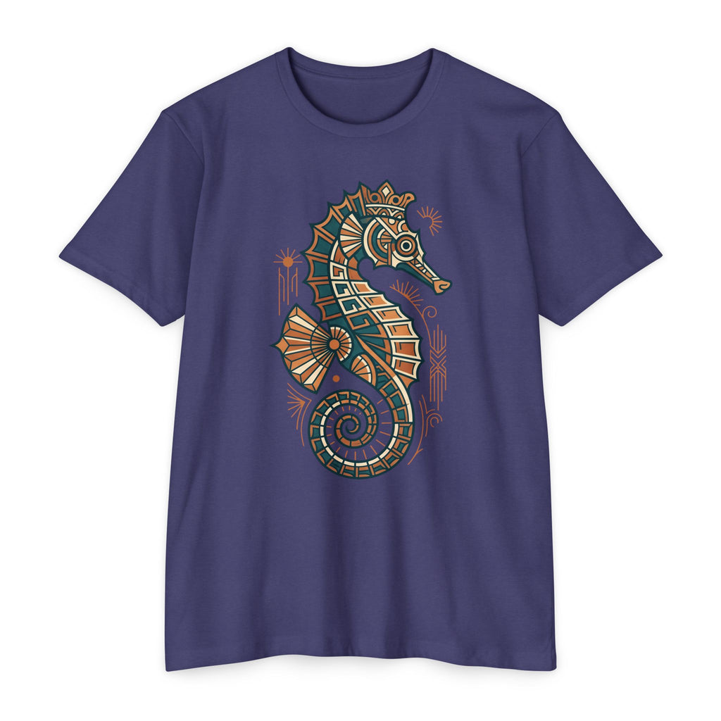 Seahorse T-Shirt Nautical Mosaic Coastal Beach Ocean Art Graphic Tee Sea Lover Gift Unisex