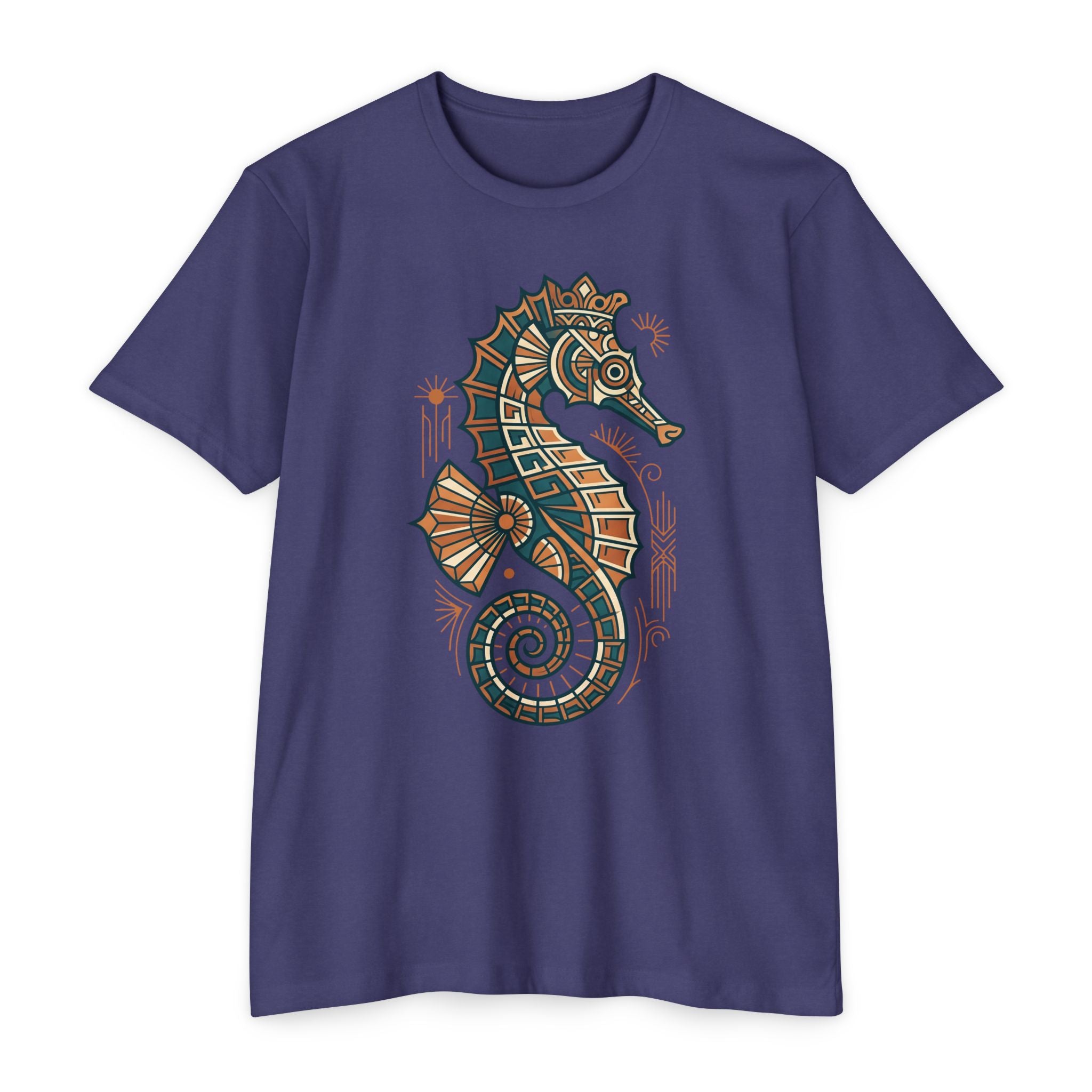 Seahorse T-Shirt Nautical Mosaic Coastal Beach Ocean Art Graphic Tee Sea Lover Gift Unisex
