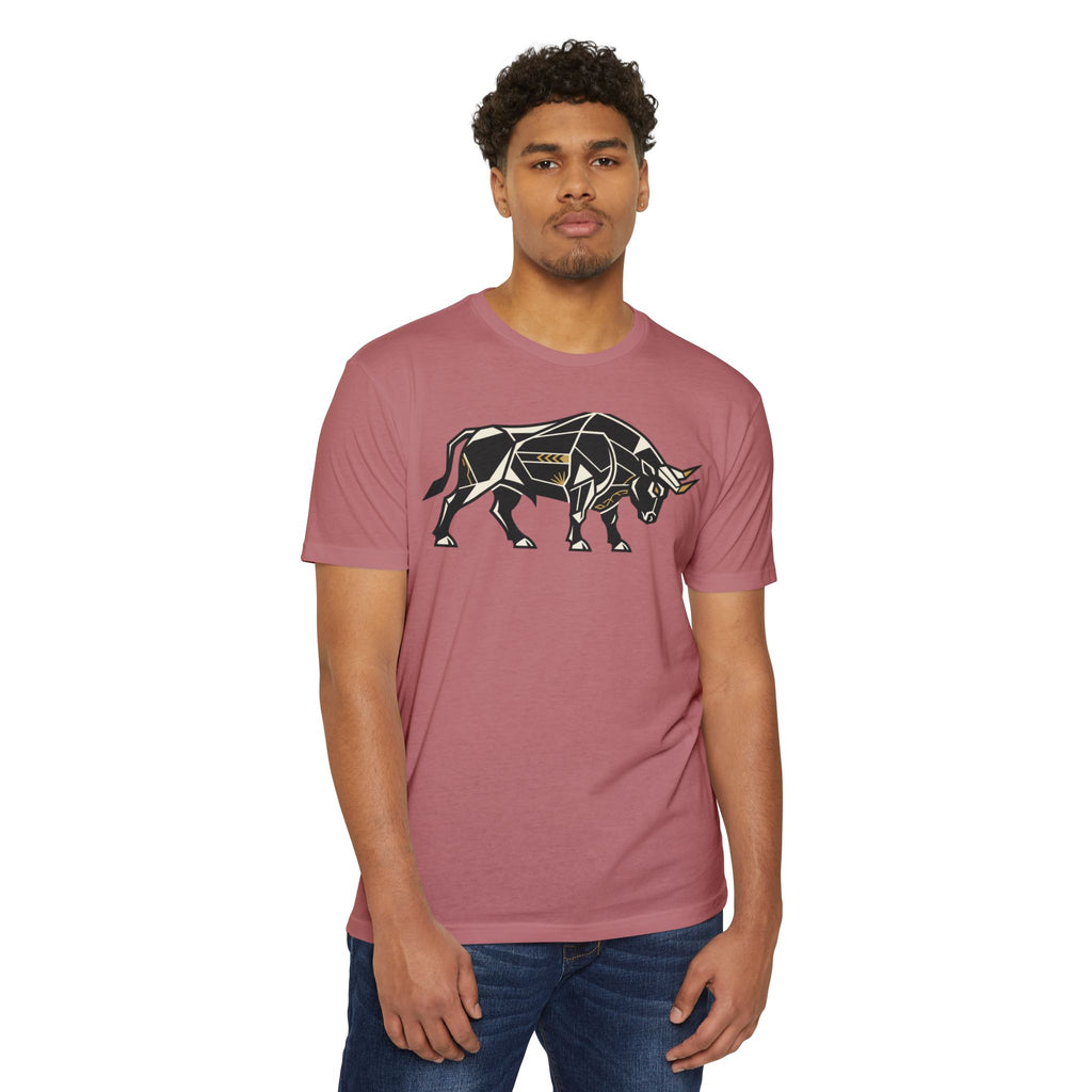Bull T-Shirt Geometric Illustration Charging Bull Graphic Tee Animal Lover Gift Streetwear Unisex