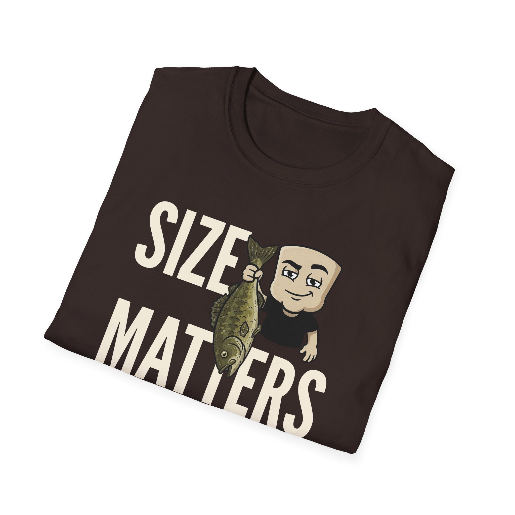 Size Matters T-Shirt, Funny Fishing Tee, Fisherman Angler Gift Shirt, Sarcastic Bass Fishing Humor Tee for Men & Women