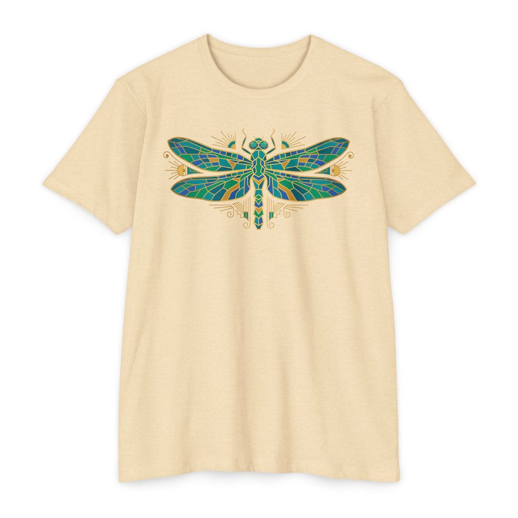 Dragonfly T-Shirt Green Mosaic Nature Insect Illustration Graphic Tee Dragonfly Lover Gift Unisex