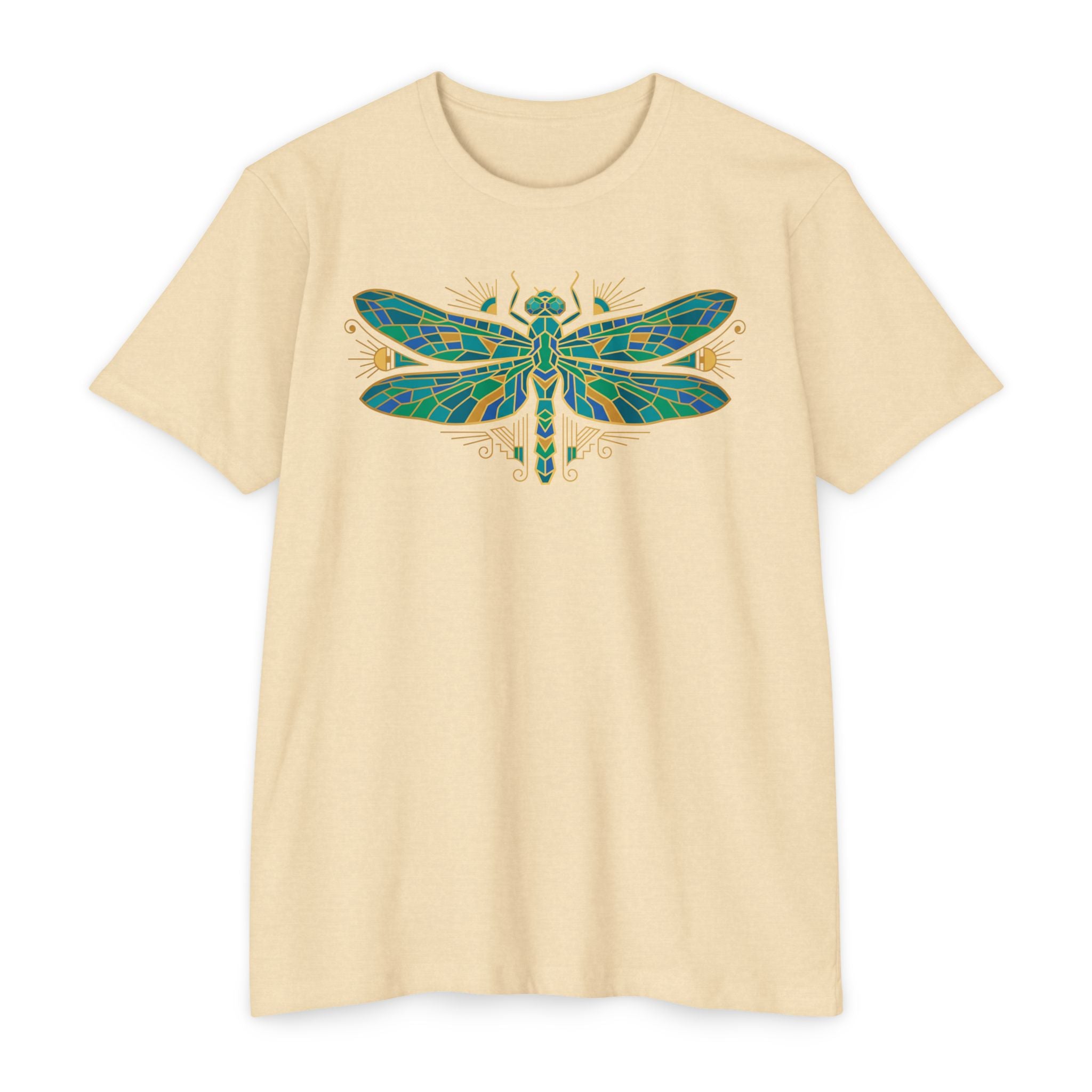 Dragonfly T-Shirt Green Mosaic Nature Insect Illustration Graphic Tee Dragonfly Lover Gift Unisex