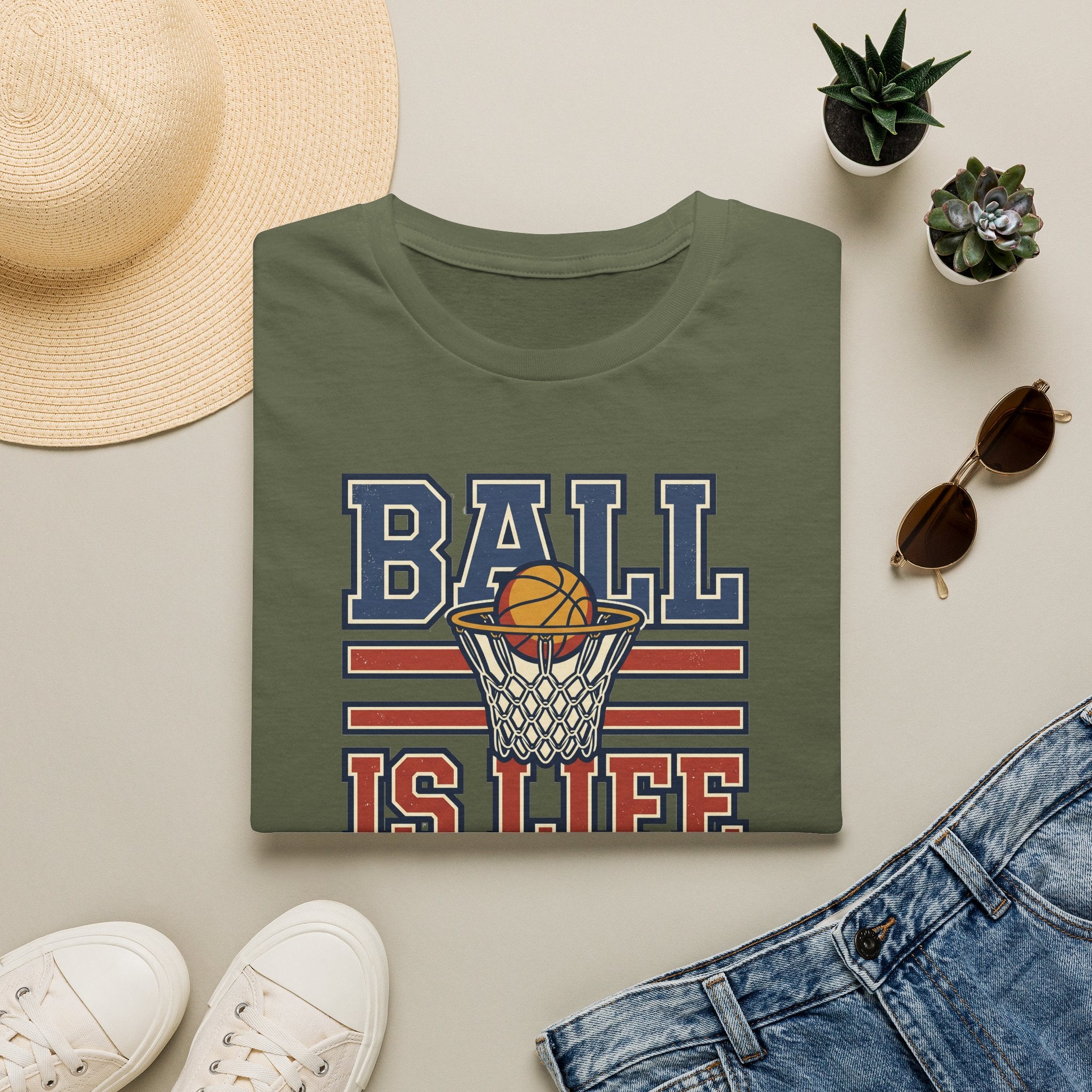 Basketball T-Shirt | Ball Is Life Retro Hoops Graphic Tee