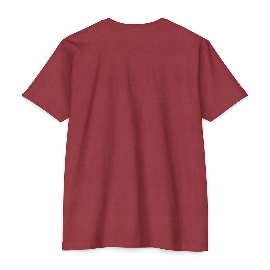 Maroon crewneck T-shirt, short sleeves, plain front