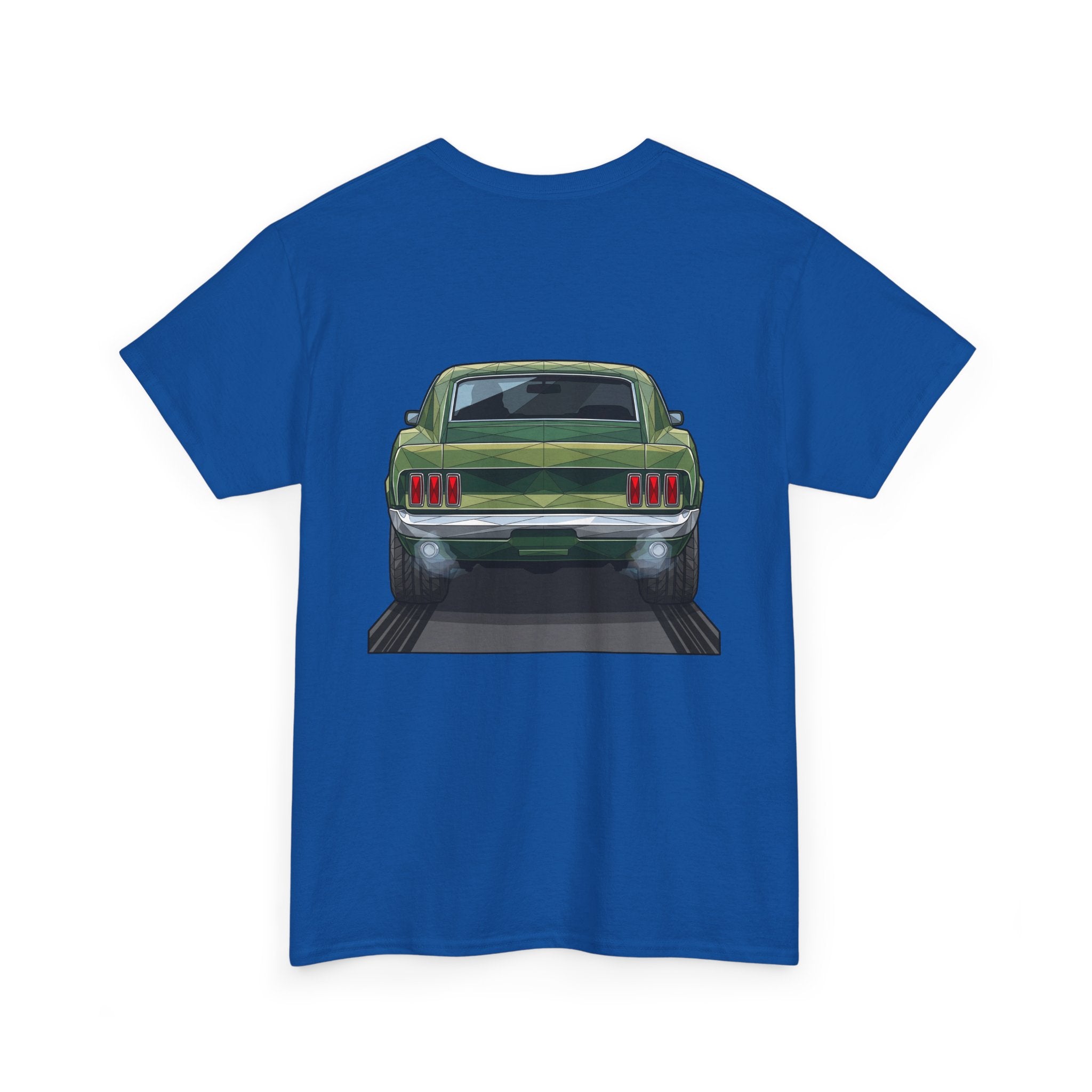 Green Classic Muscle Car T-Shirt | Vintage Mustang Front Back Illustration