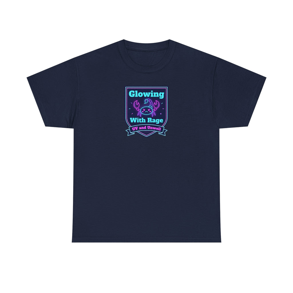 Glowing With Rage tee | Neon Skull Shield design