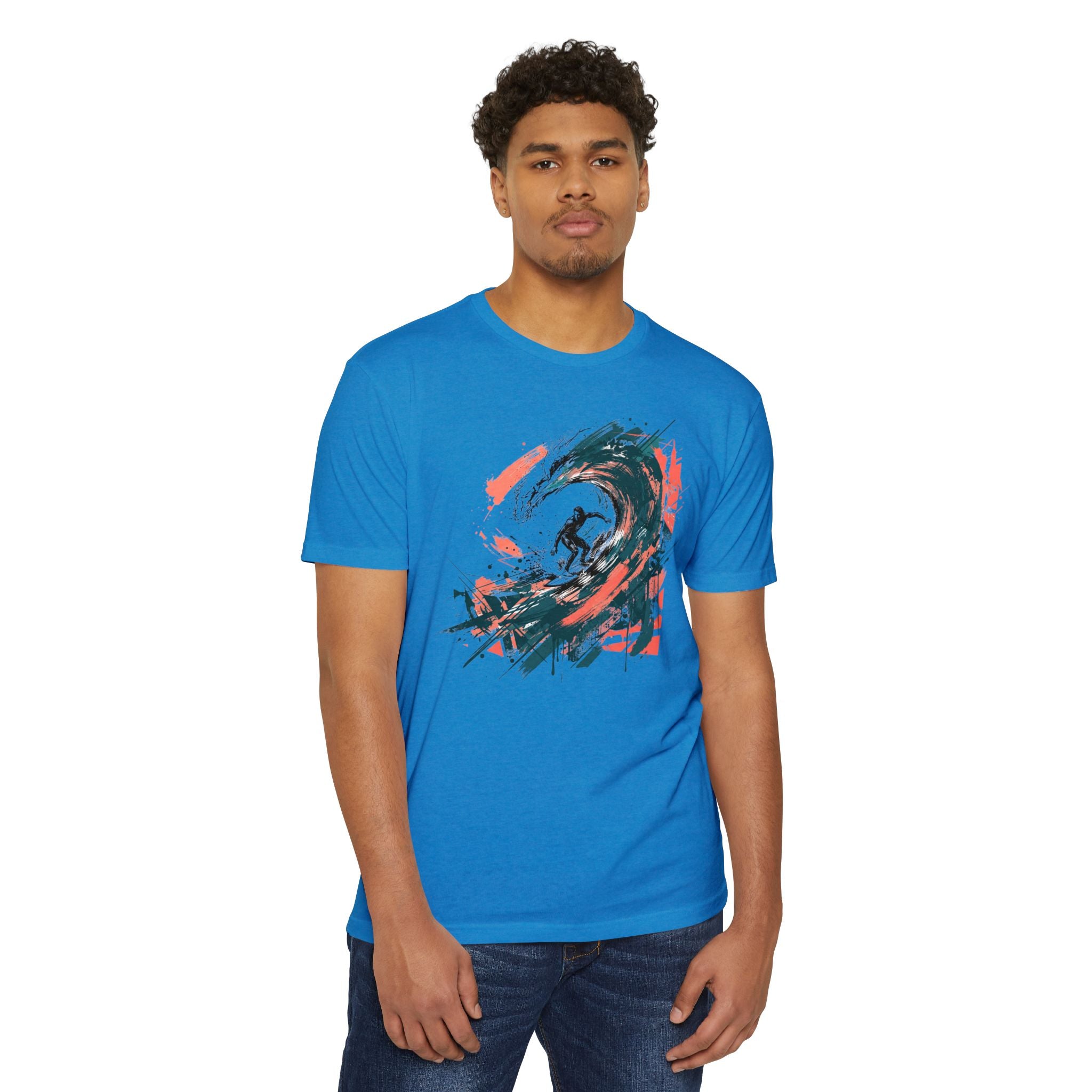 Surfer T-Shirt Wave Paintbrush Art Abstract Ocean Surf Graphic Tee Surfer Gift Beach Lover Unisex