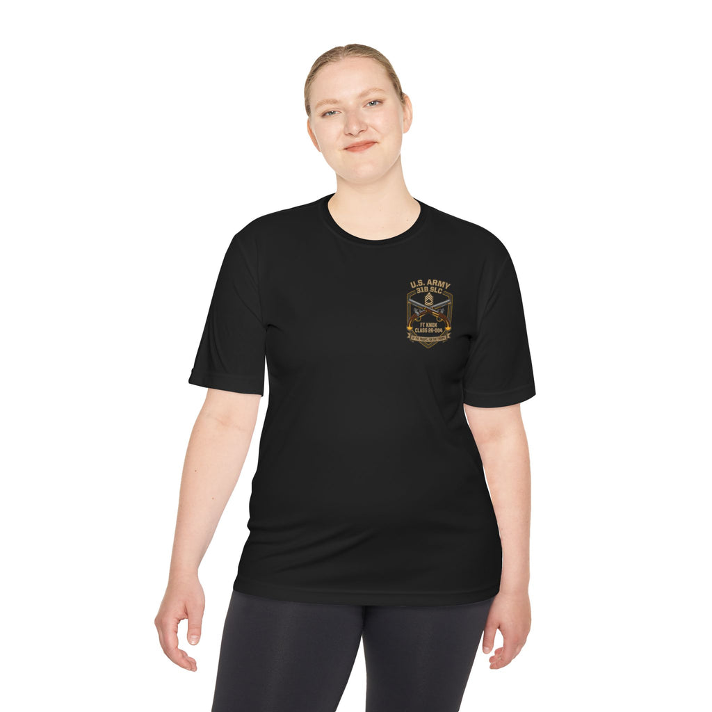 Women's black crewneck T-shirt with U.S. Army crest logo on chest