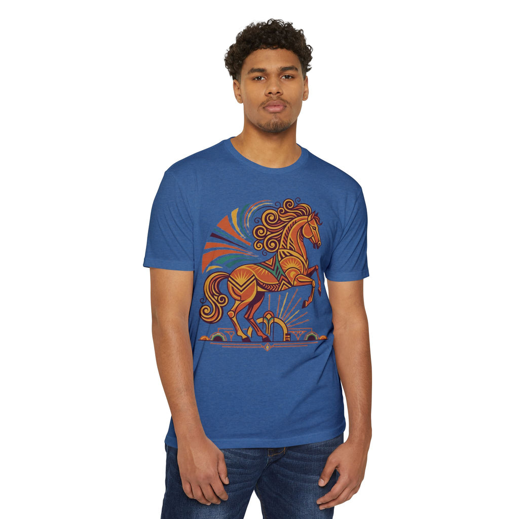 Horse T-Shirt Boho Prancing Horse Sunburst Illustration Graphic Tee Nature Lover Gift Unisex