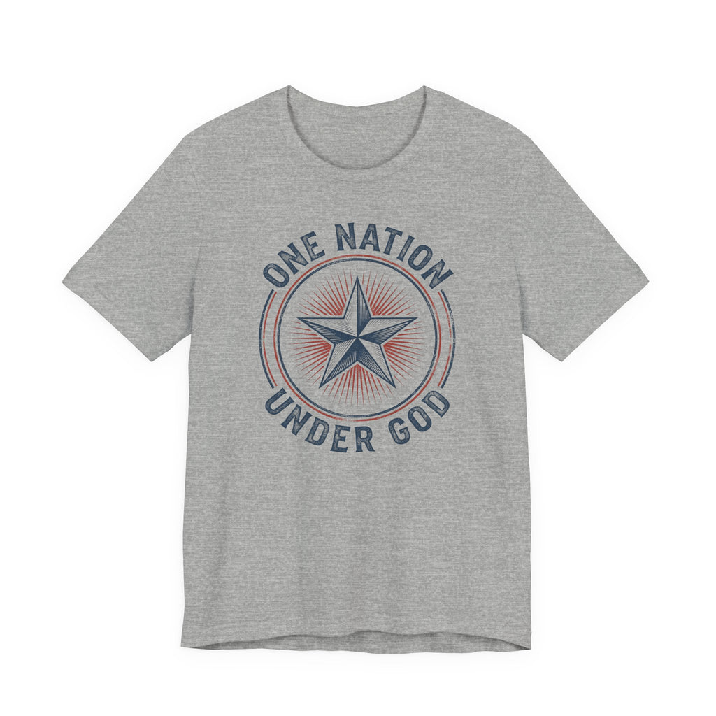 One Nation Under God T-Shirt | Patriotic Christian Faith Americana Star Graphic Tee