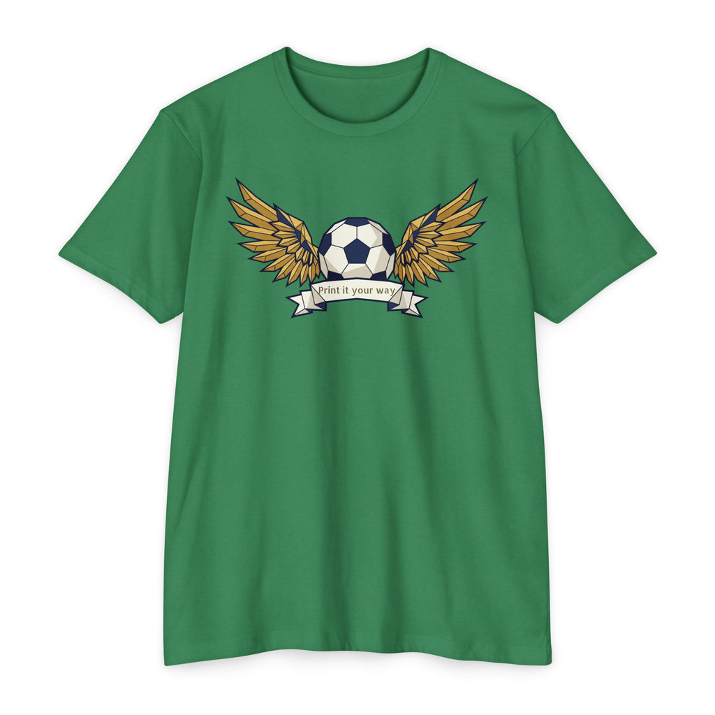 Custom Soccer T-Shirt Personalized Winged Soccer Ball Banner Tee Add Your Name or Team Gift Unisex