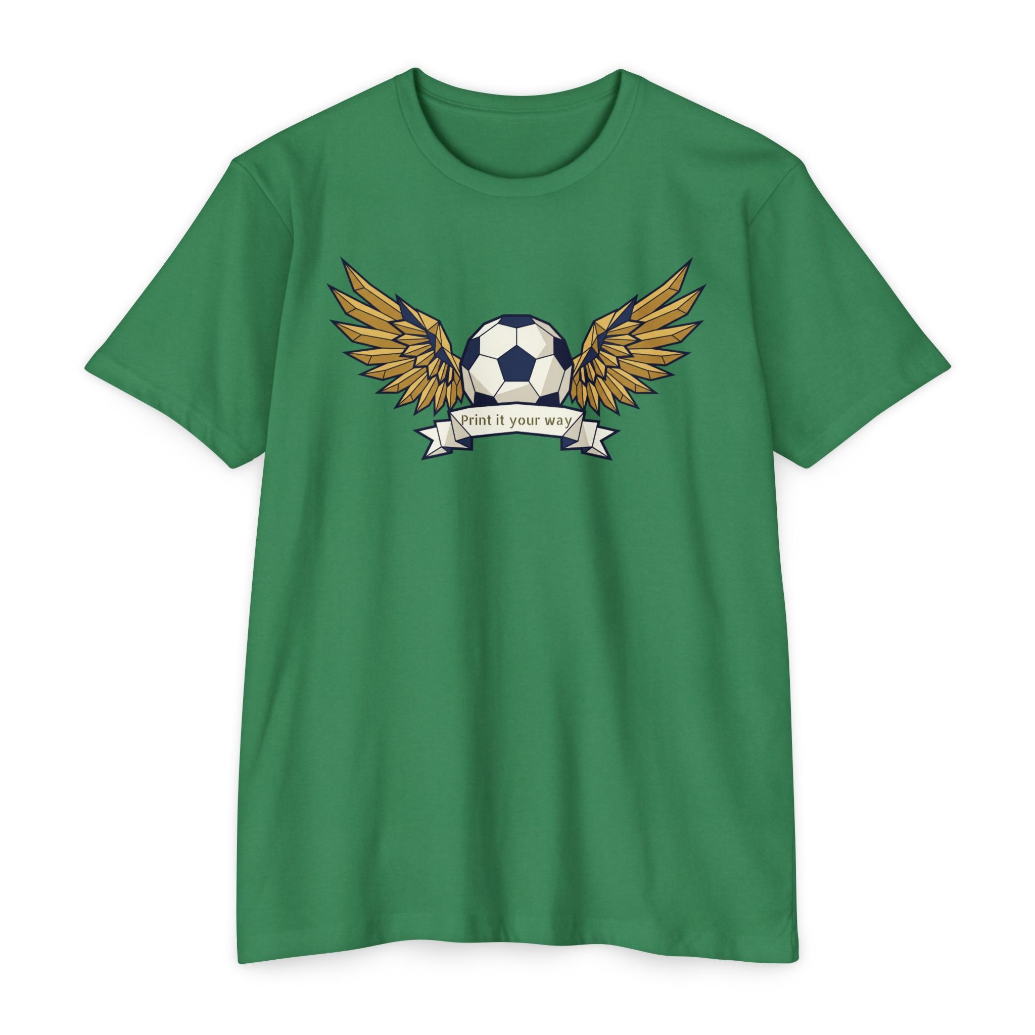 Custom Soccer T-Shirt Personalized Winged Soccer Ball Banner Tee Add Your Name or Team Gift Unisex