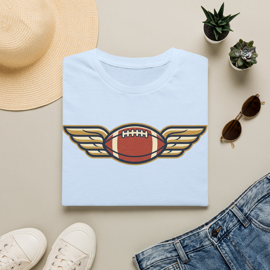 Winged Football T-Shirt | Vintage Retro Flying Football Tee