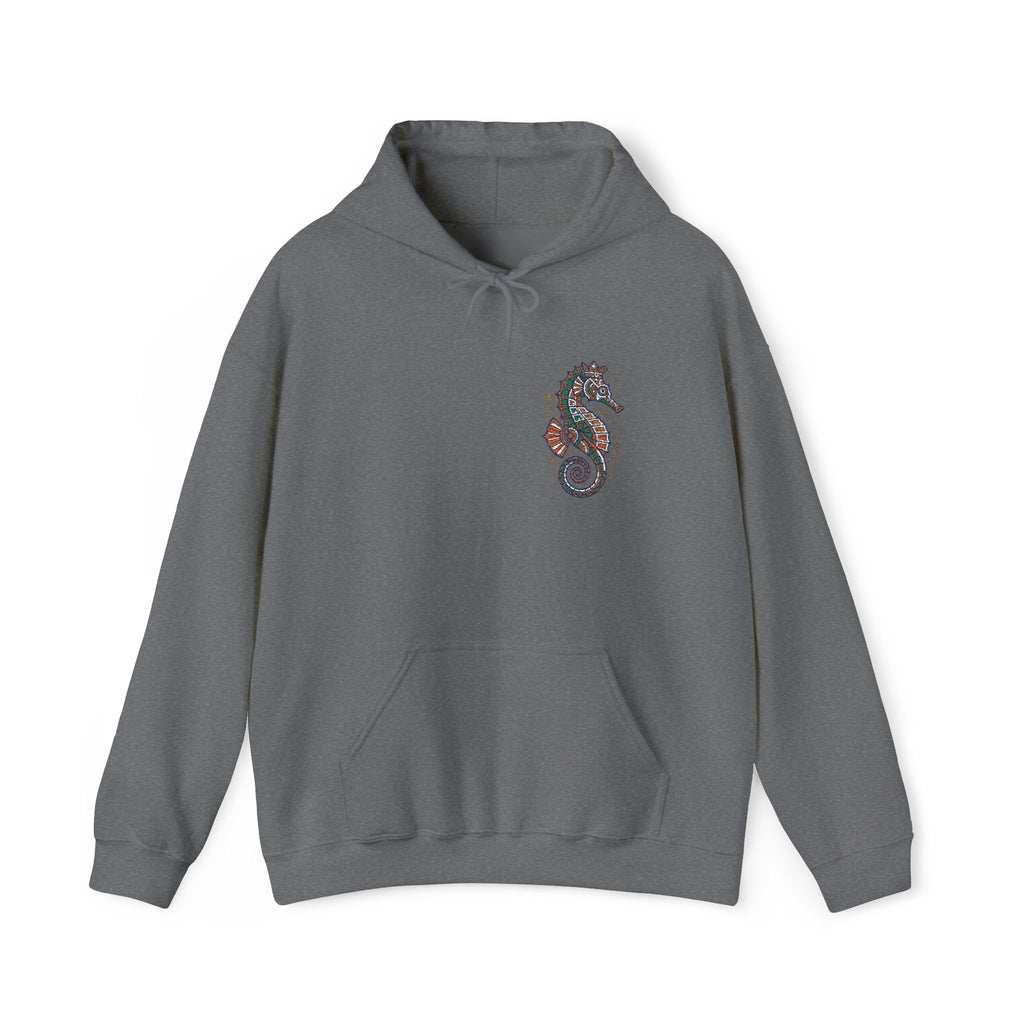 Floral Seahorse Hoodie | Botanical Ocean Art Sweatshirt, Unisex Sea Life Gift, Nautical Nature Pullover