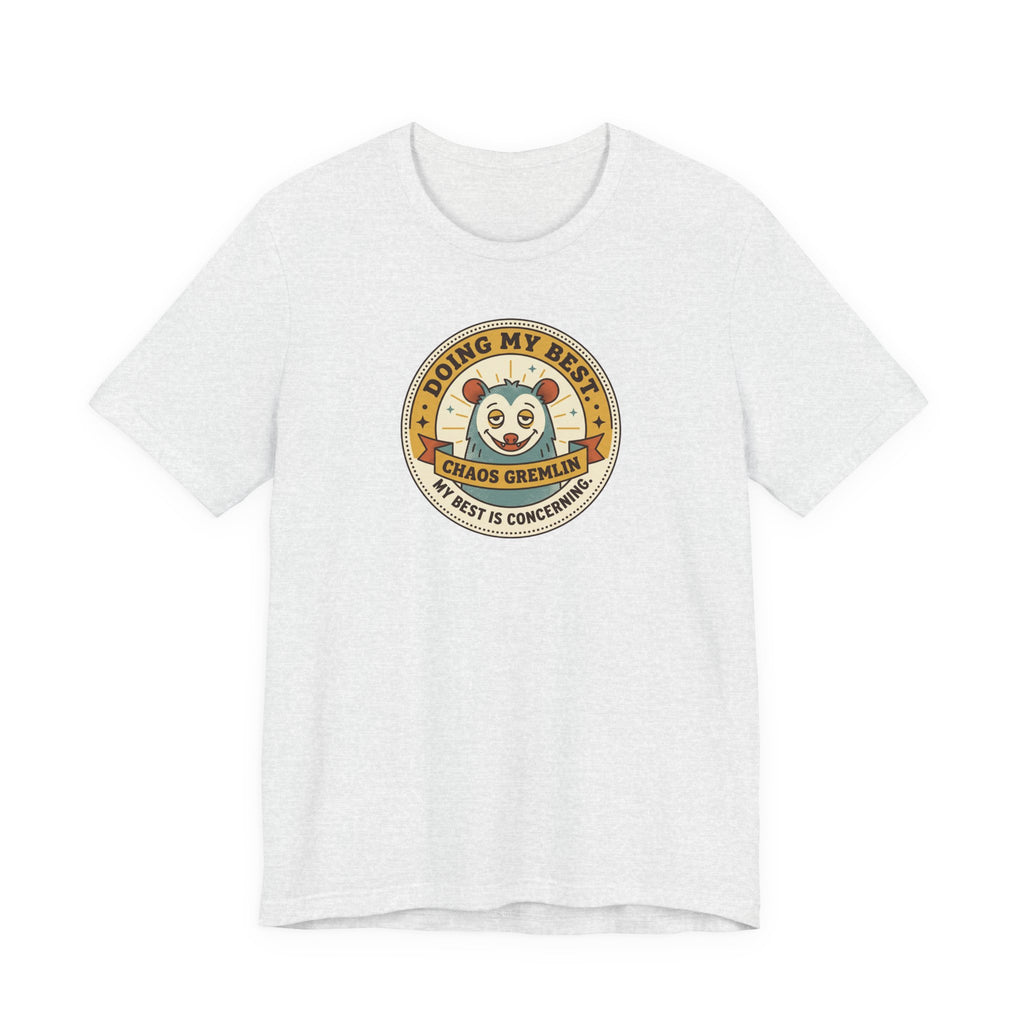 Doing My Best Chaos Gremlin Tee | Cute Cartoon Gremlin Badge Shirt