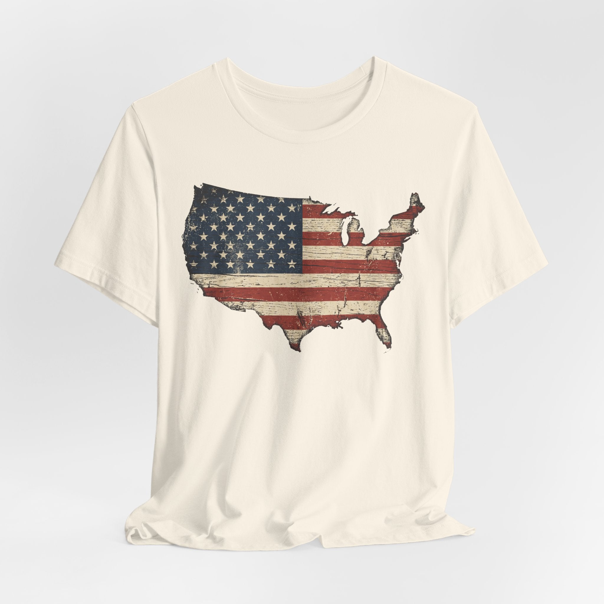 Distressed American Flag USA Map T-Shirt | Patriotic United States Tee