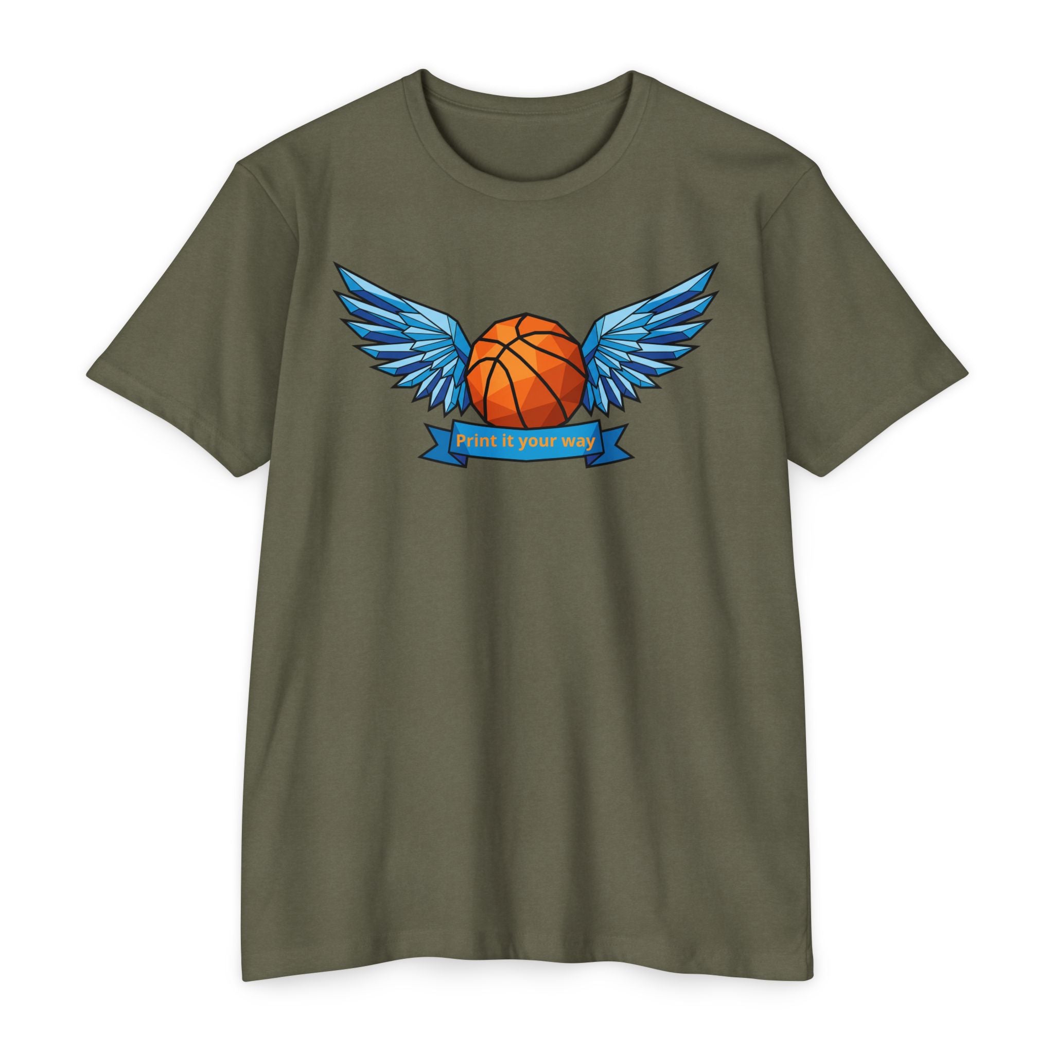 Custom Basketball T-Shirt Personalized Winged Basketball Banner Tee Add Your Name or Team Unisex
