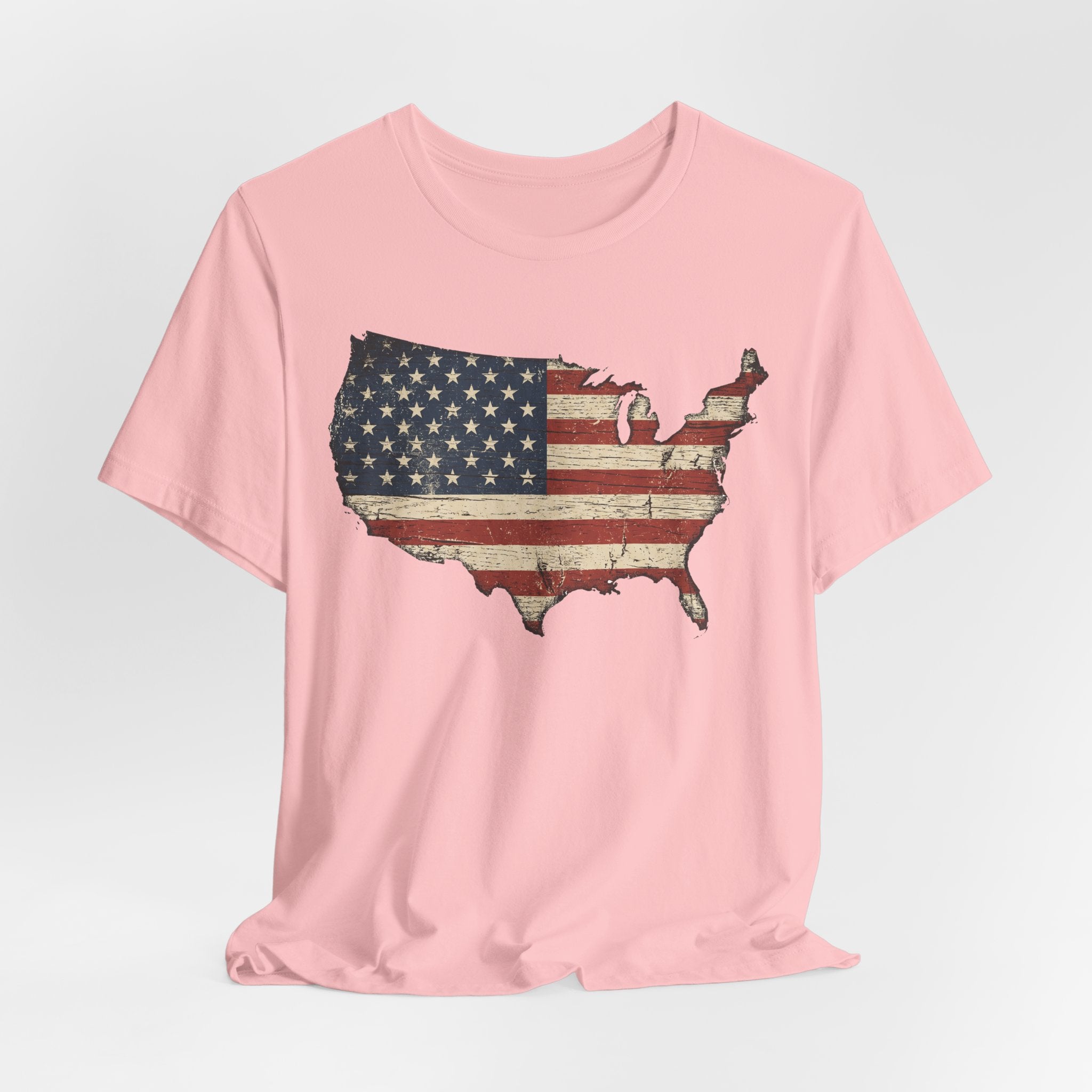 Distressed American Flag USA Map T-Shirt | Patriotic United States Tee