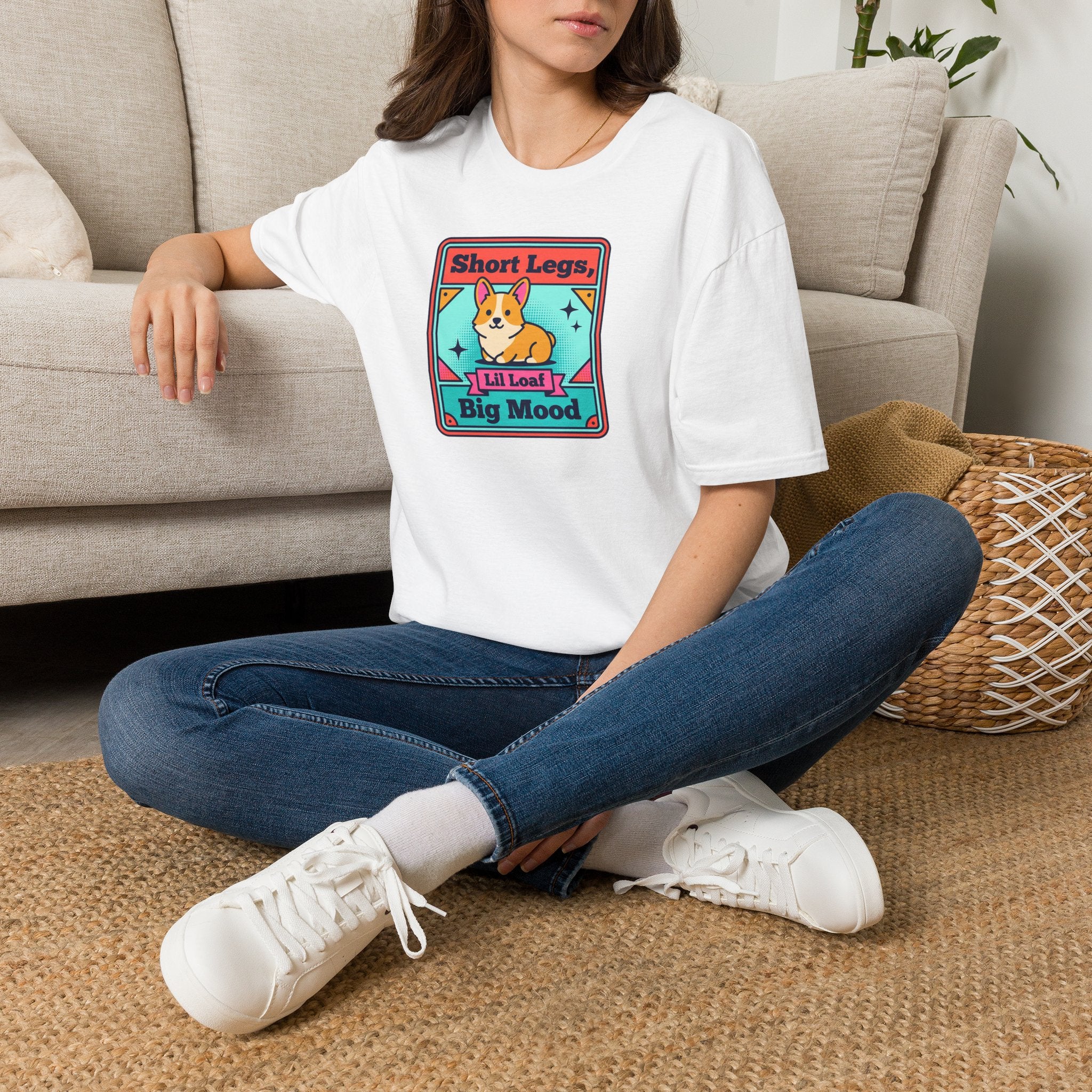 Funny Corgi T-Shirt | Short Legs Big Mood Cute Corgi Dog Graphic Tee | Corgi Lover Gift