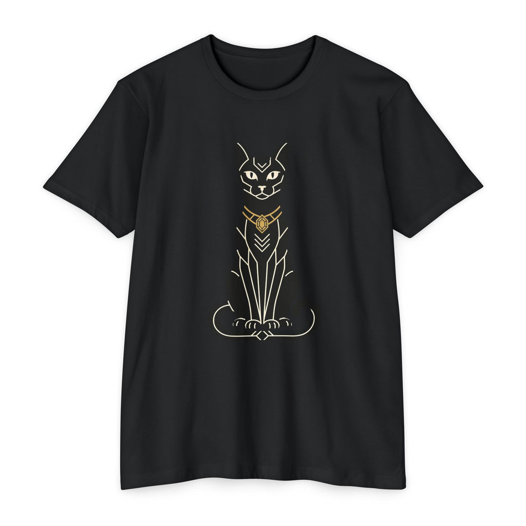 Black Cat T-Shirt Art Deco Egyptian Cat Illustration Graphic Tee Cat Lover Gift Mystic Unisex
