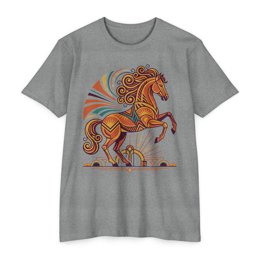 Horse T-Shirt Boho Prancing Horse Sunburst Illustration Graphic Tee Nature Lover Gift Unisex
