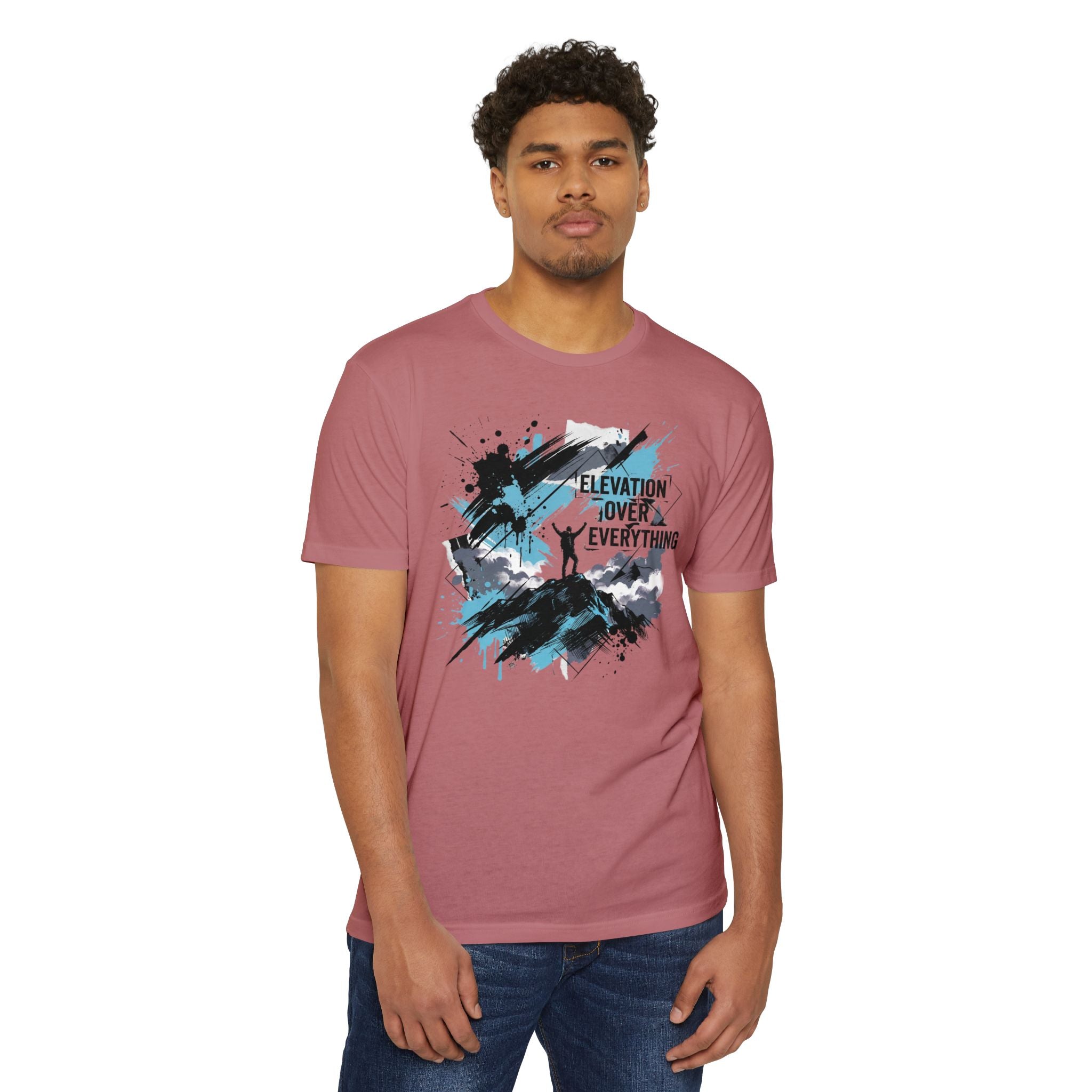 Mountain T-Shirt Elevation Over Everything Silhouette Graphic Tee Hiking Gift Outdoor Adventure Unisex