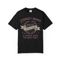 Black t-shirt with front graphic reading 'Strongest Branch' and 'Proud Army Wife'