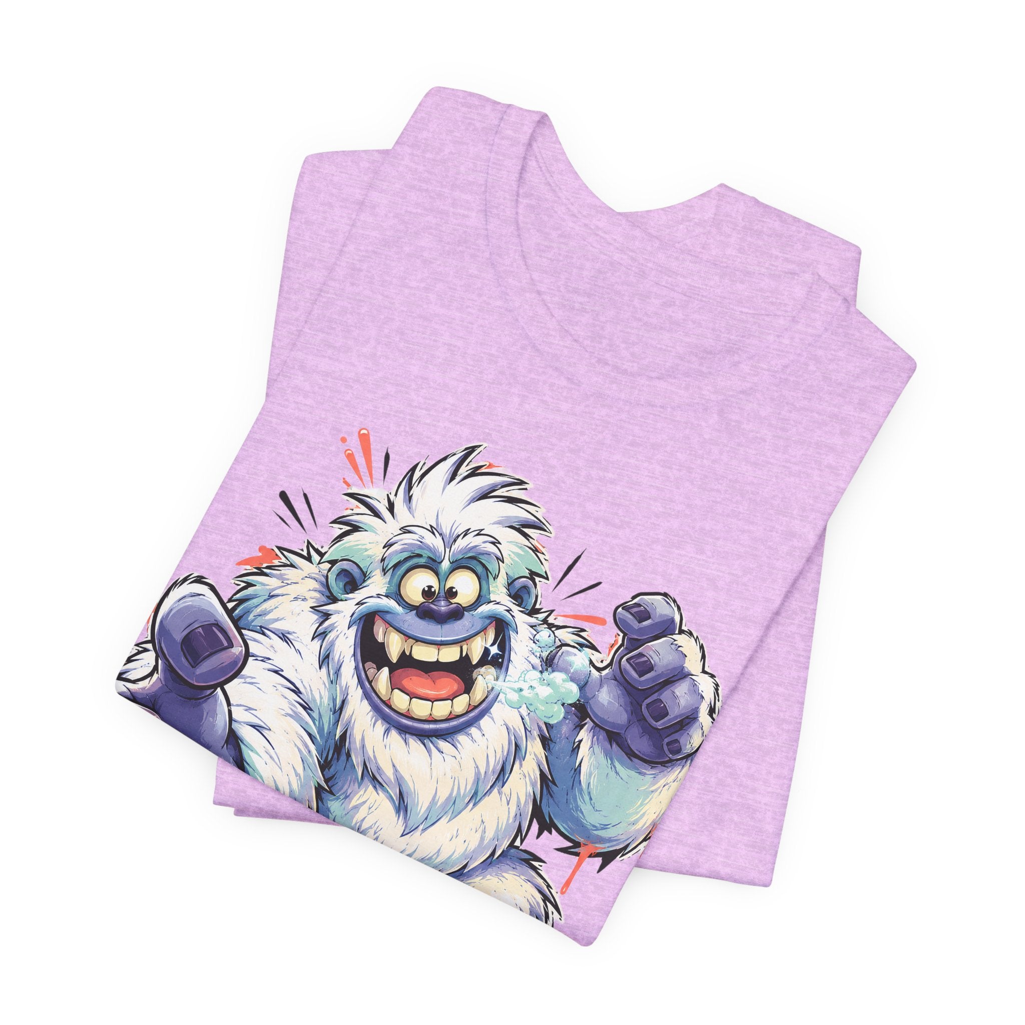 Playful Yeti Monster T-Shirt | Cartoon Sasquatch Tee, Snow Creature Illustration, Fun Unisex Gift