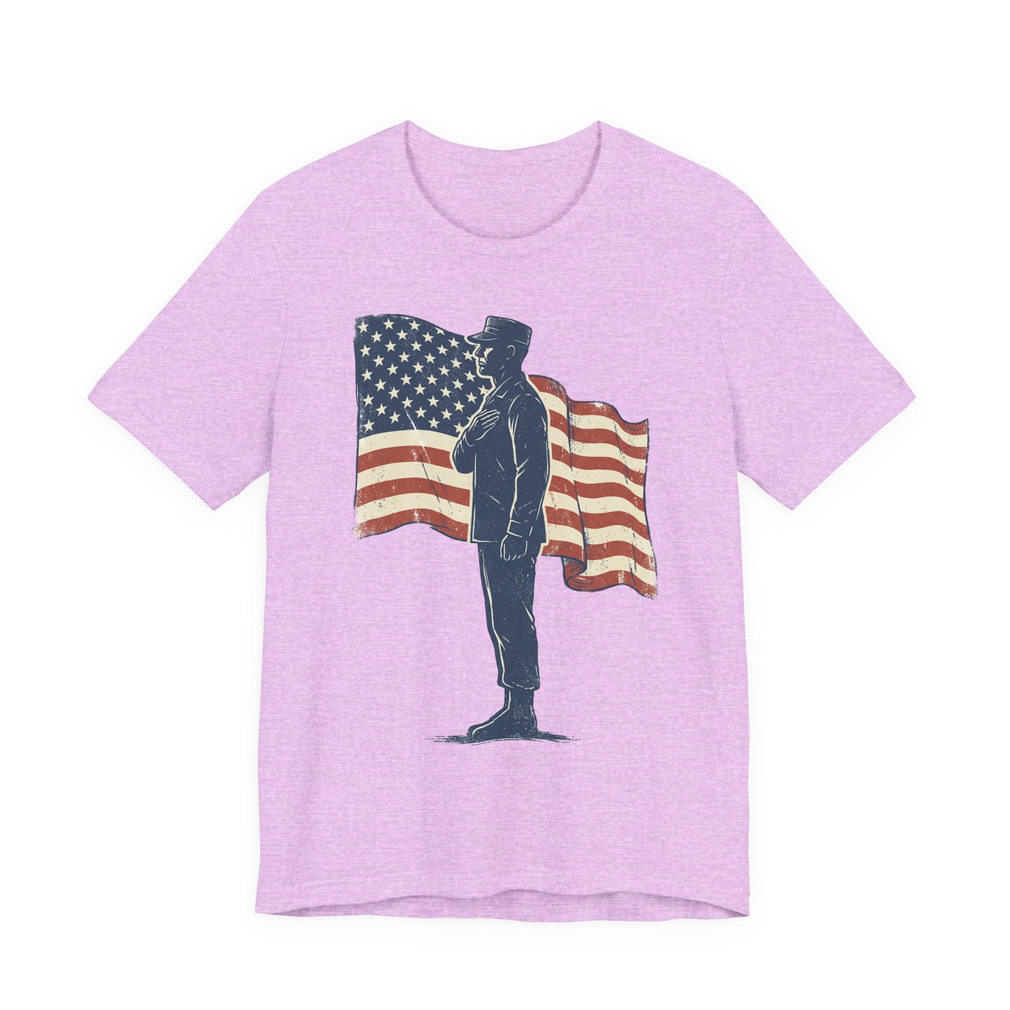 Saluting Soldier with American Flag T-Shirt | Patriotic Military Tee