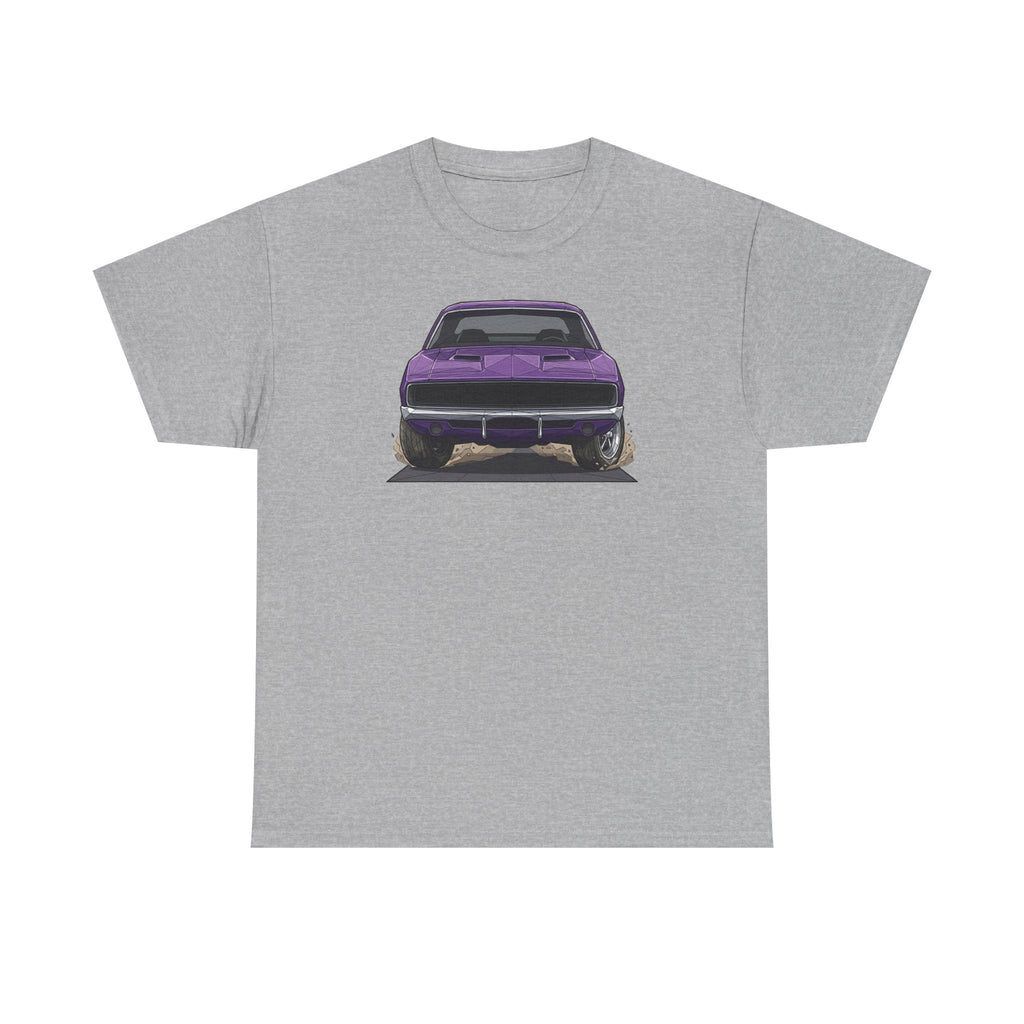 Retro Purple Muscle Car Tee | Front and Back Car Illustration