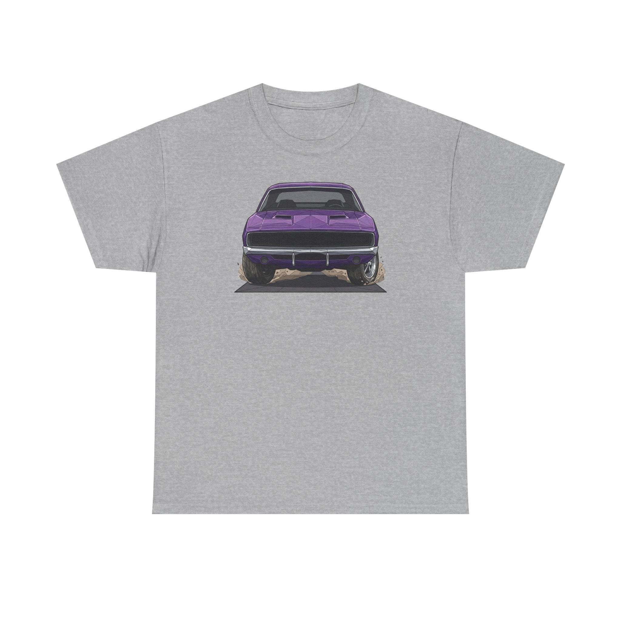 Retro Purple Muscle Car Tee | Front and Back Car Illustration