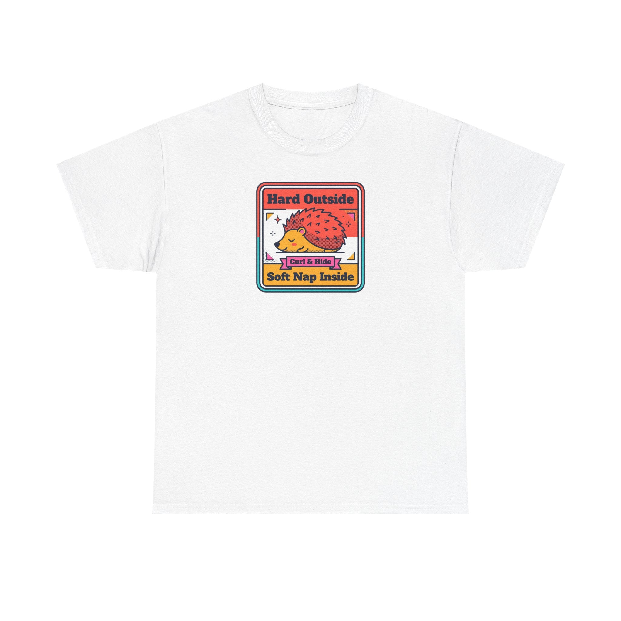 Hard Outside Soft Nap Inside T-Shirt | Funny Hedgehog Introvert Graphic Tee