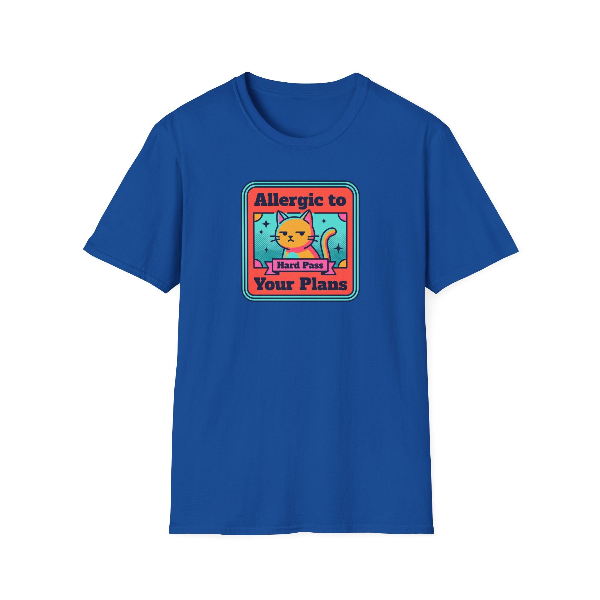 Allergic to Your Plans Cat T-Shirt | Funny Antisocial Introvert Cat Lover Graphic Tee