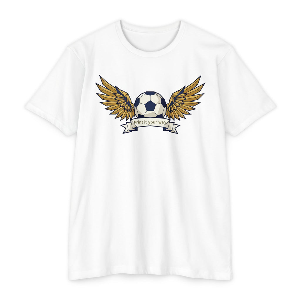 Custom Soccer T-Shirt Personalized Winged Soccer Ball Banner Tee Add Your Name or Team Gift Unisex