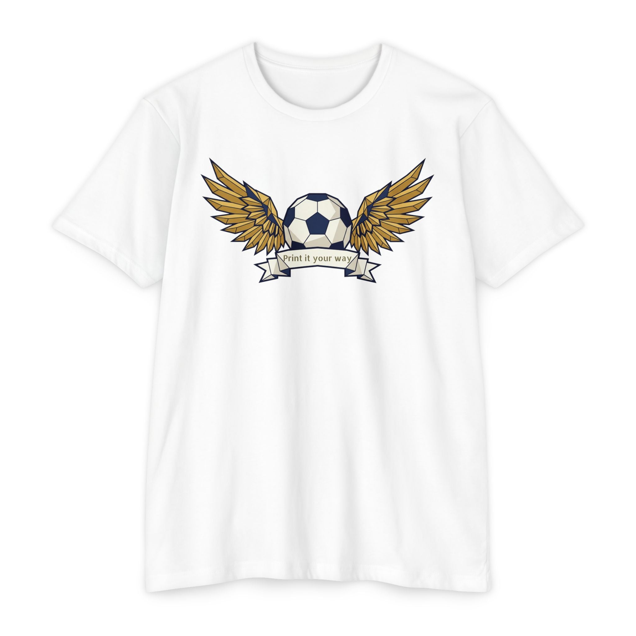 Custom Soccer T-Shirt Personalized Winged Soccer Ball Banner Tee Add Your Name or Team Gift Unisex