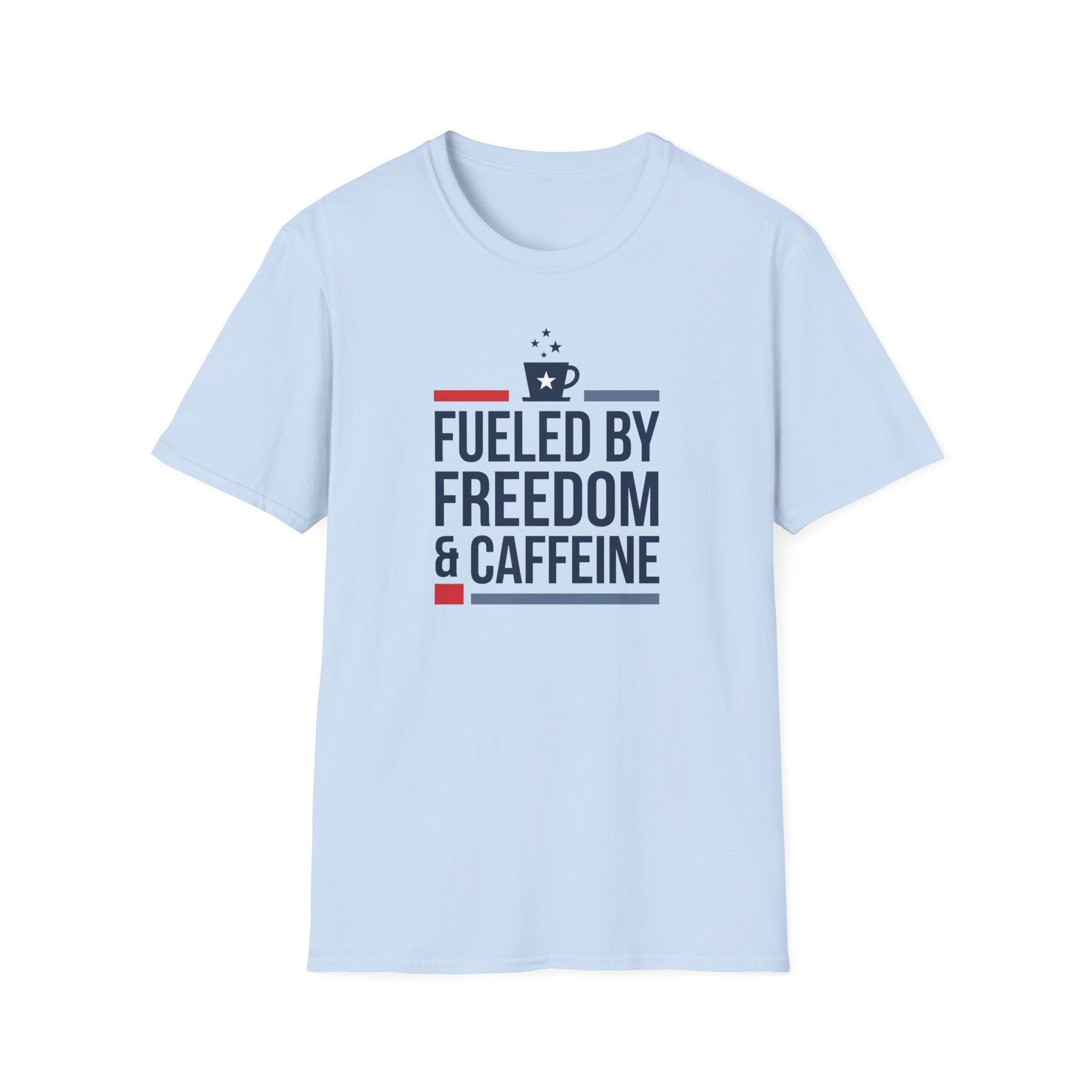 Fueled by Freedom & Caffeine T-Shirt | Patriotic Coffee Lover Tee | 4th of July Gift | Unisex Graphic Tee | American Pride