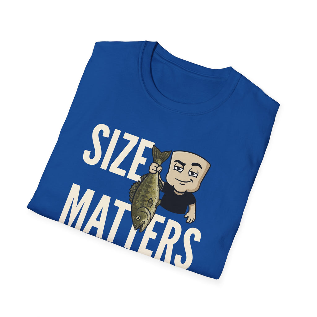 Size Matters T-Shirt, Funny Fishing Tee, Fisherman Angler Gift Shirt, Sarcastic Bass Fishing Humor Tee for Men & Women