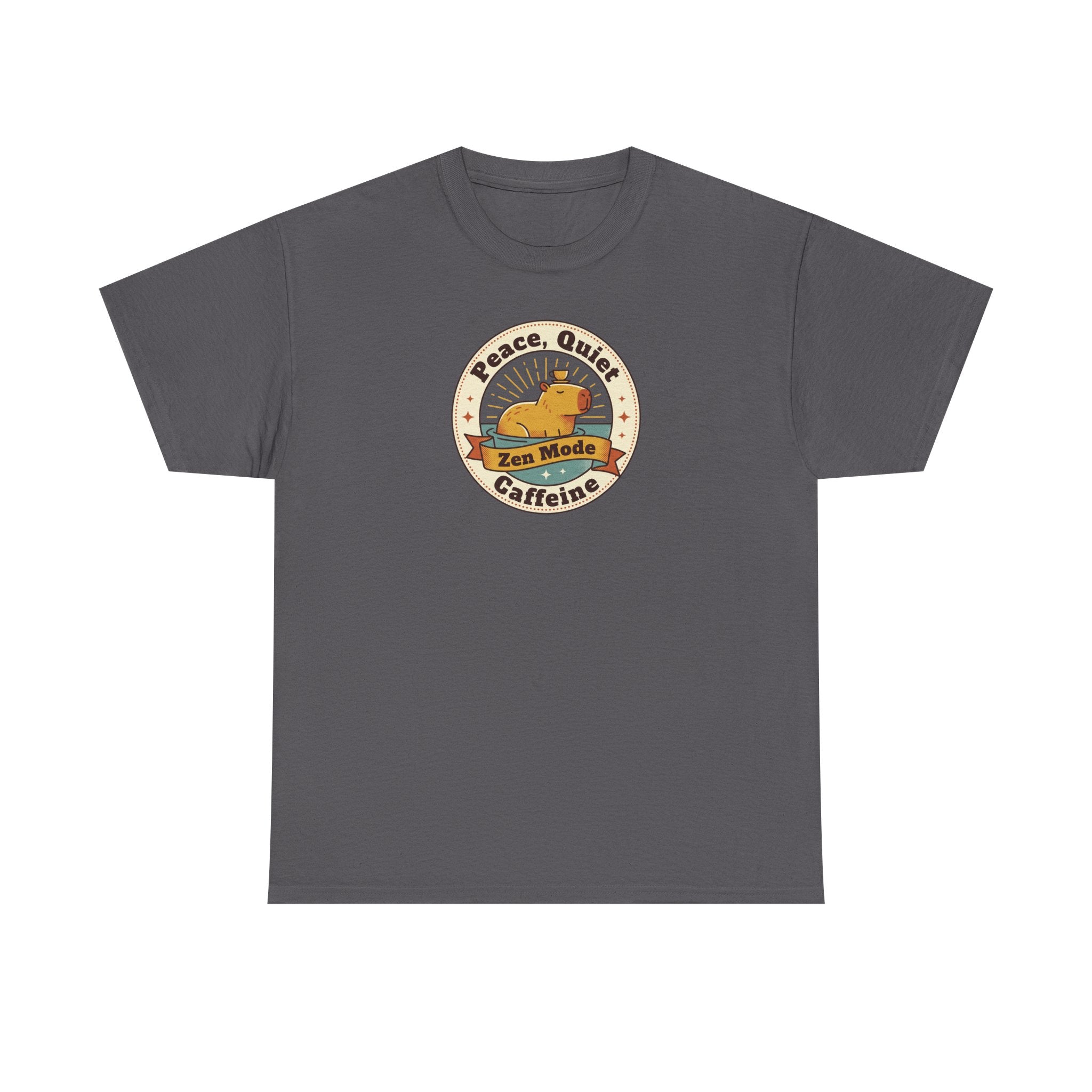 Peace Quiet Caffeine T-Shirt | Funny Zen Mode Capybara Graphic Tee