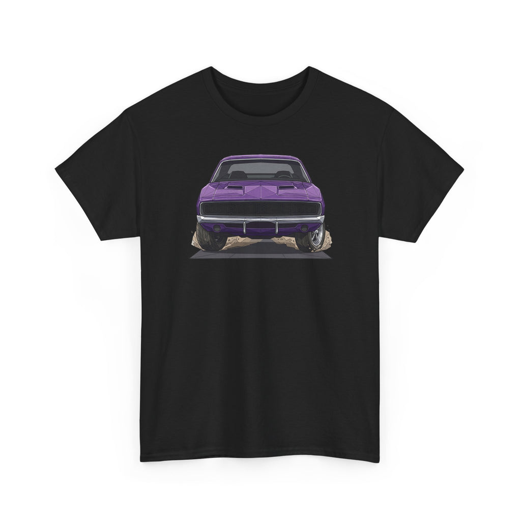 Retro Purple Muscle Car Tee | Front and Back Car Illustration