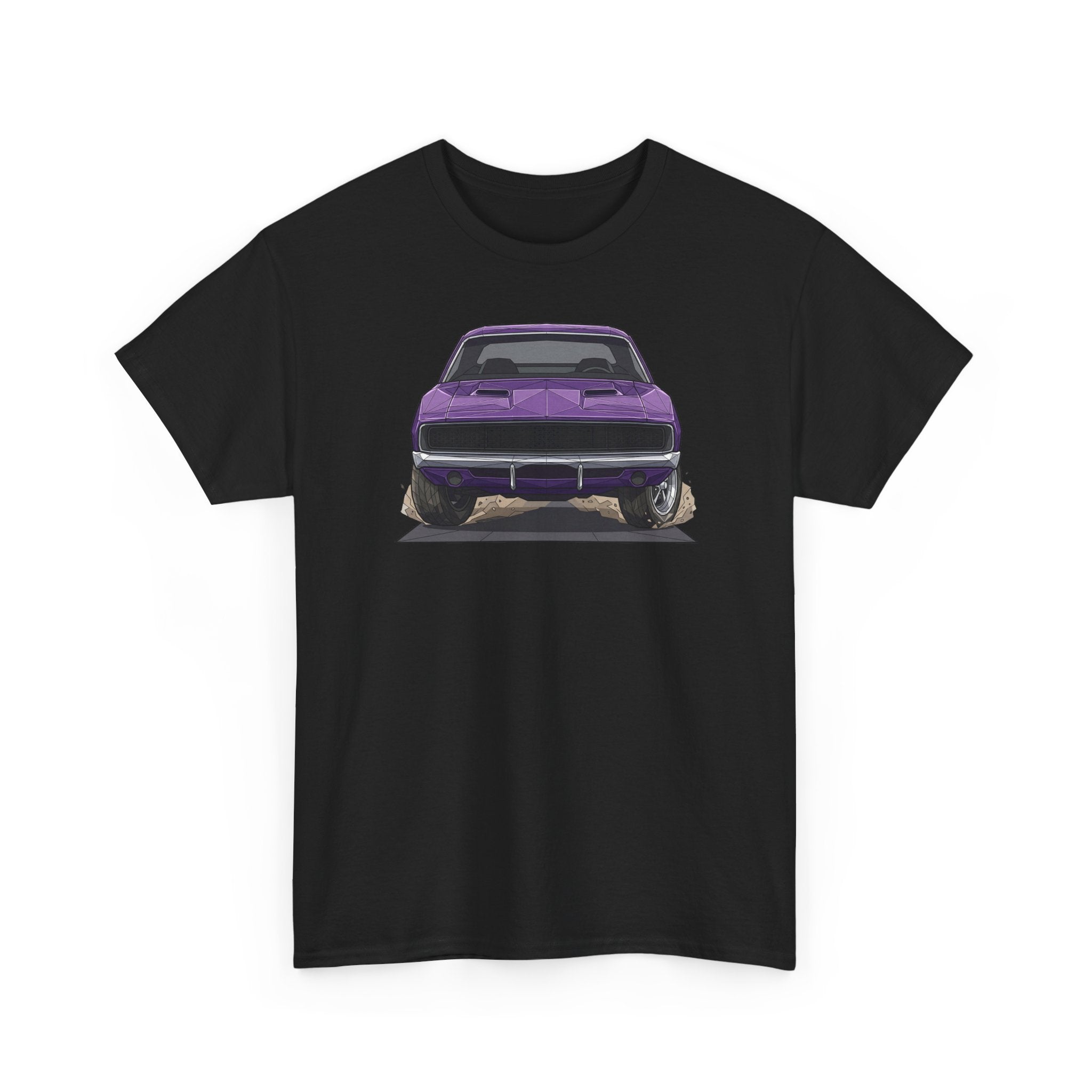 Retro Purple Muscle Car Tee | Front and Back Car Illustration