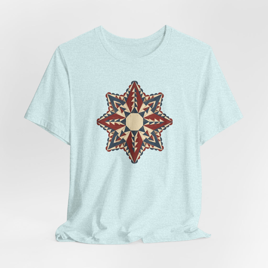 Southwestern Star Mandala Graphic Tee | Geometric Aztec Compass Boho Folk Art T-Shirt